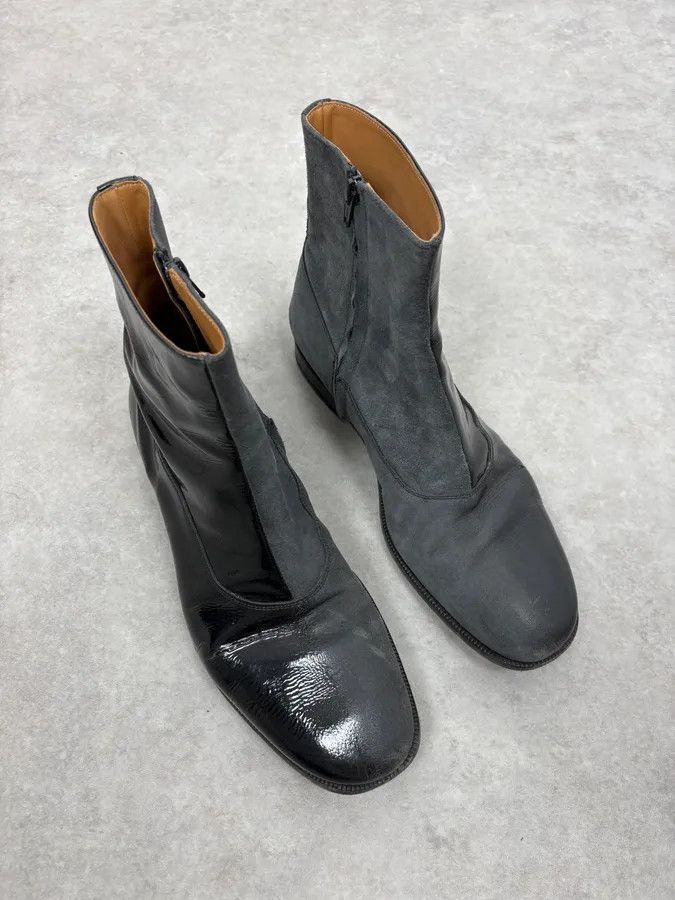 Maison Margiela Maison Margiela Black & Grey Patent Leather Hybrid Boots Size US 10 / EU 43 - 4 Thumbnail