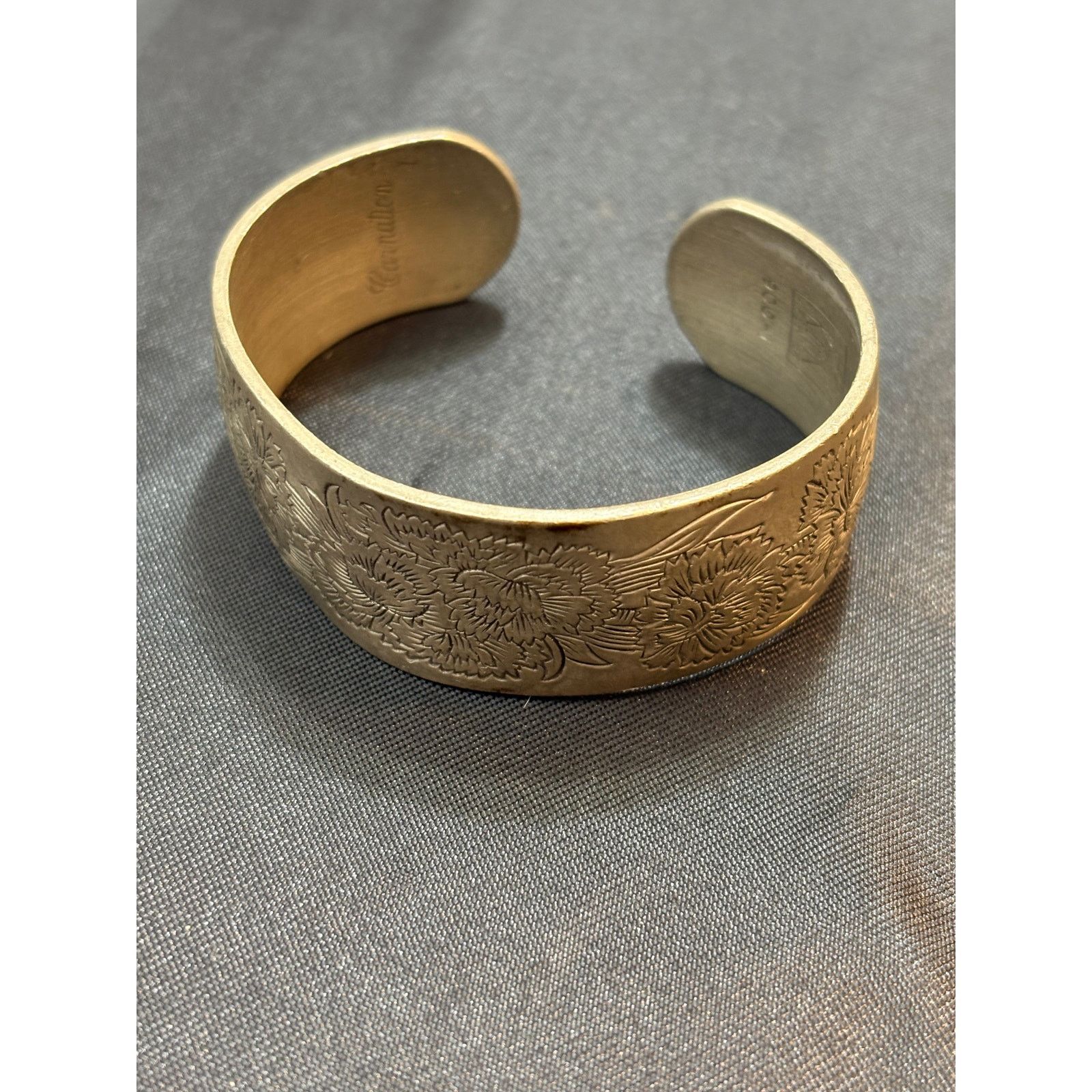 Other VTG Kirk Pewter Floral Etched Cuff Bracelet Sz 7.25” Size ONE SIZE - 2 Thumbnail
