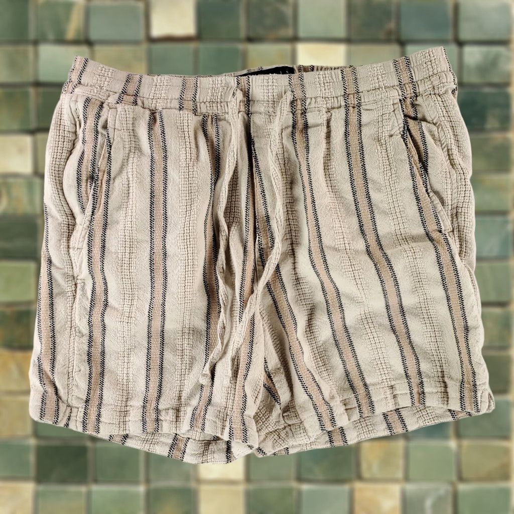 Abercrombie & Fitch Abercrombie & Fitch Shorts Knit Tan Drawstring Cotton Baja Mens L 34 White Size US 33 - 1 Thumbnail