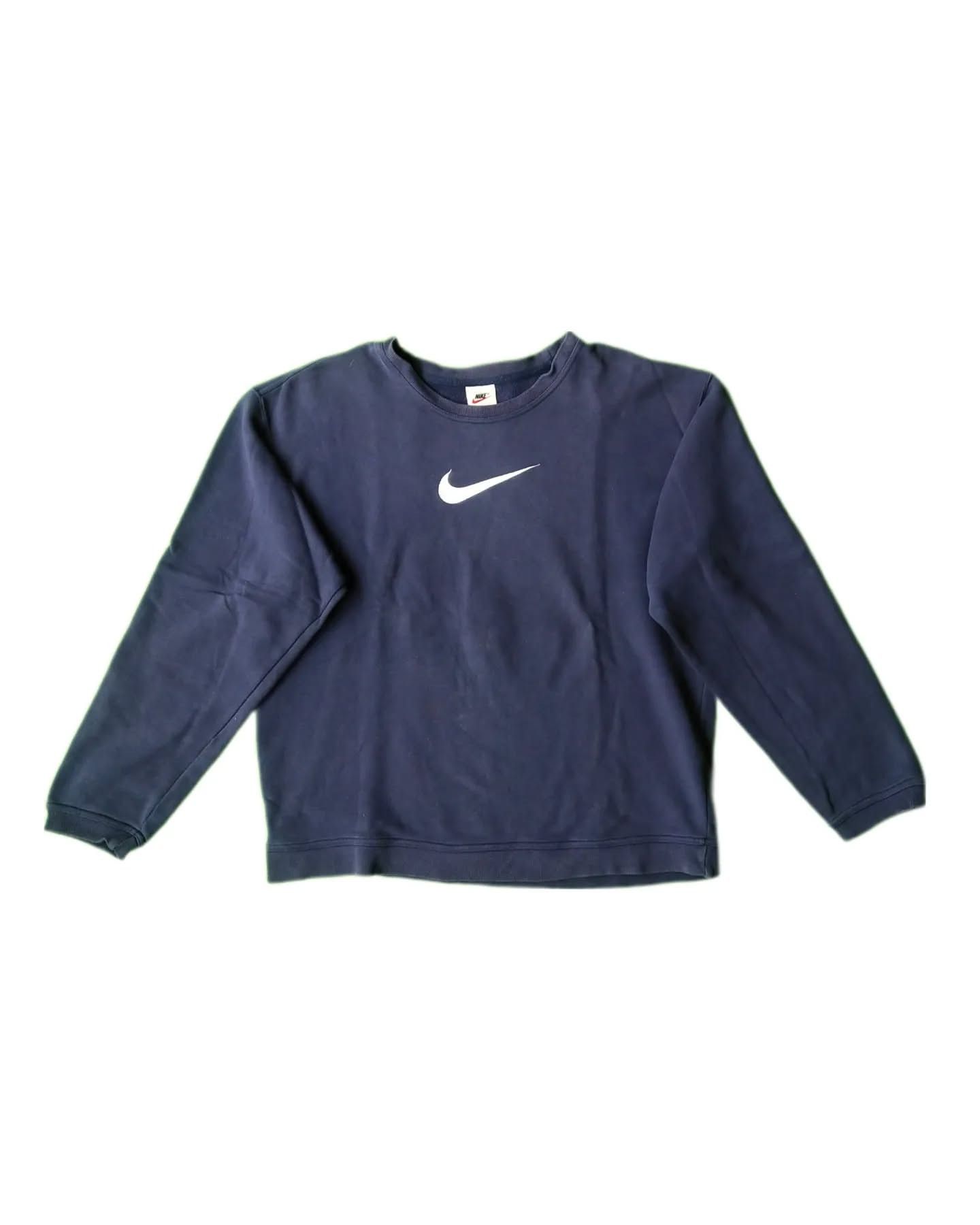 Nike × Vintage Vintage Nike Center Swoosh Navy Crewneck Size M / US 6-8 / IT 42-44 - 1 Thumbnail