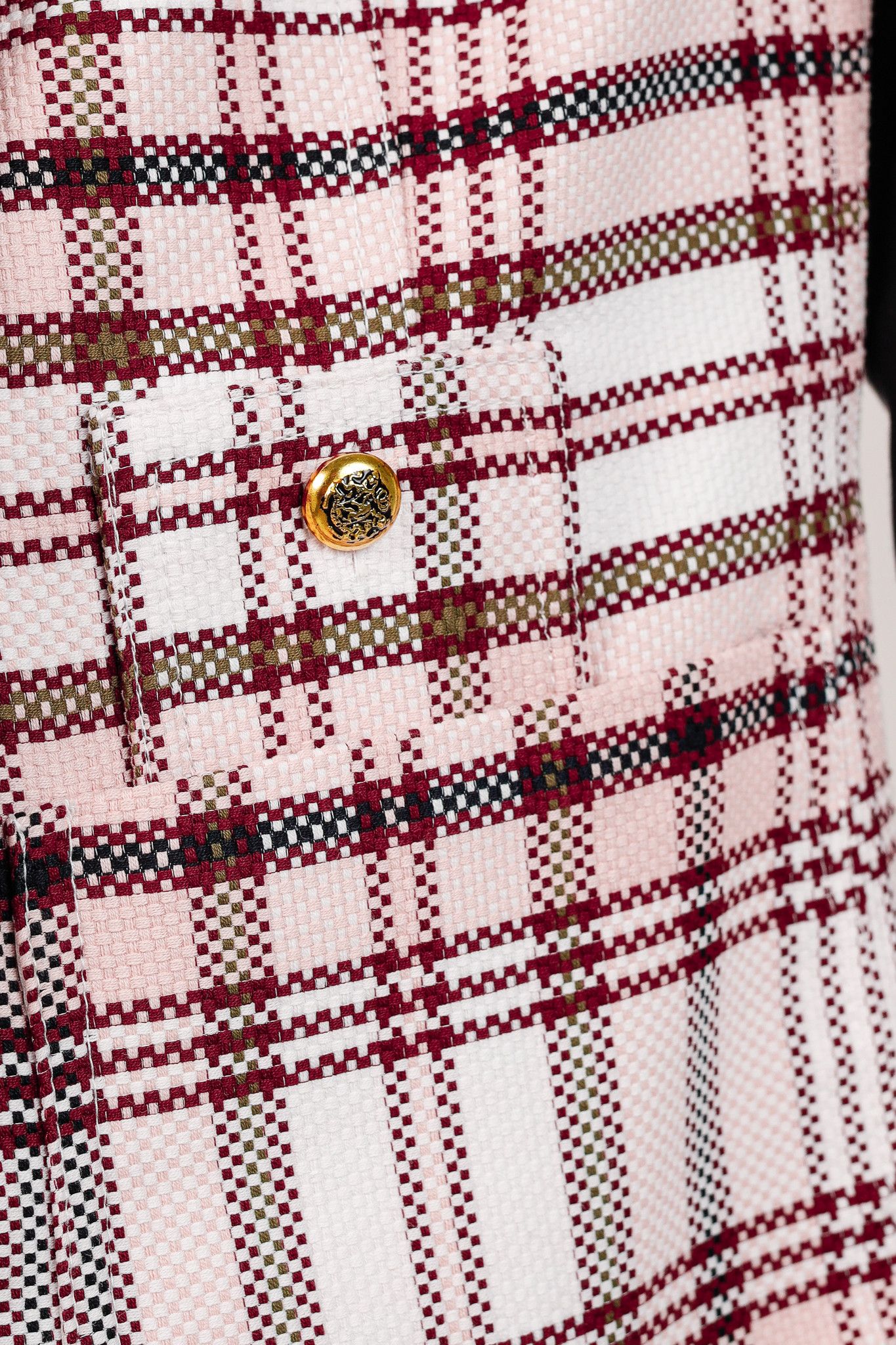 SMYTHE Smythe Blush & Black Plaid Tuxedo Stripe Cotton Blazer Size S / US 4 / IT 40 - 7 Thumbnail