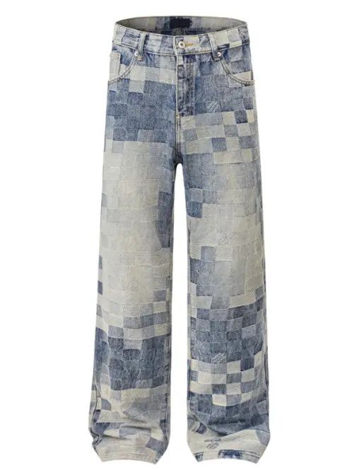 Japanese Brand Blue plaid jeans vintage style distressed Size US 32 / EU 48 - 5 Thumbnail