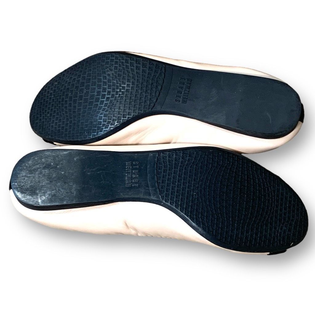 Stuart Weitzman Stuart Weizmann Ballet Flat Shoes Cream Black Leather Classi Size US 7 / IT 37 - 8 Thumbnail