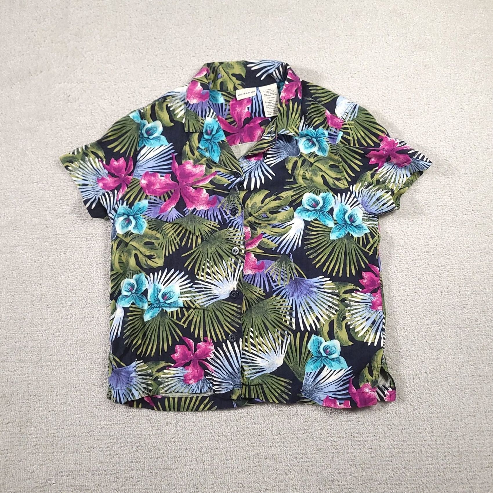 Vintage VINTAGE White Stag Ladies Floral Button Up Hawaiian Shirt Top Shoulder Pads Shirt Women L Blue 90s Hawaiian Style Basic Shirt Size L / US 10 / IT 46 - 2 Thumbnail