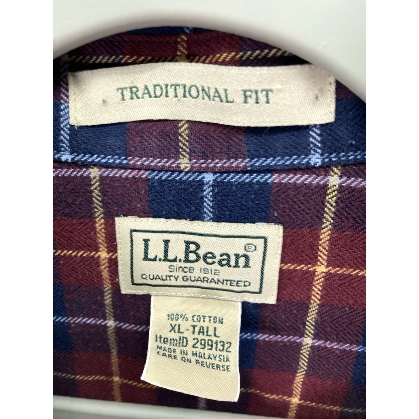 Vintage LL Bean Flannel Shirt Men XL Tall Blue Plaid Button Long Sleeve Cotton Shirt Size US XL / EU 56 / 4 - 4 Thumbnail
