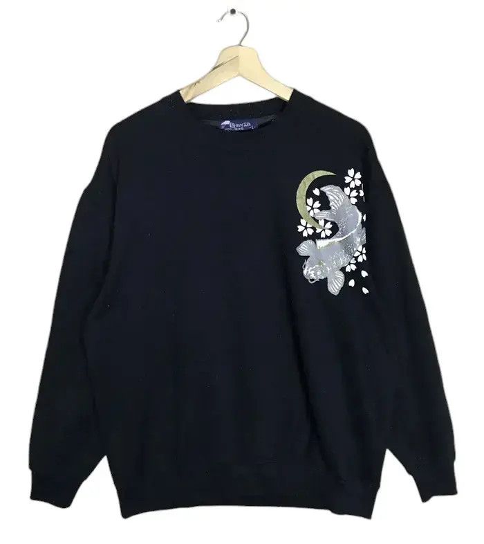 Japanese Brand Vintage Sukajan Japan Koi Fish Element Sweatshirts Size US L / EU 52-54 / 3 - 1 Thumbnail