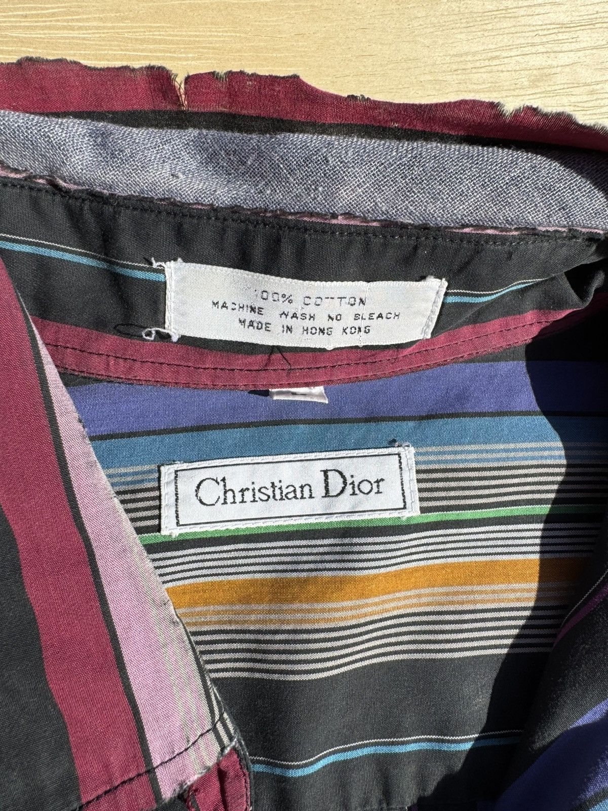 Christian Dior Monsieur × Designer × Vintage Vintage Christian Dior Striped Neon Button Up Shirt Size US L / EU 52-54 / 3 - 4 Thumbnail