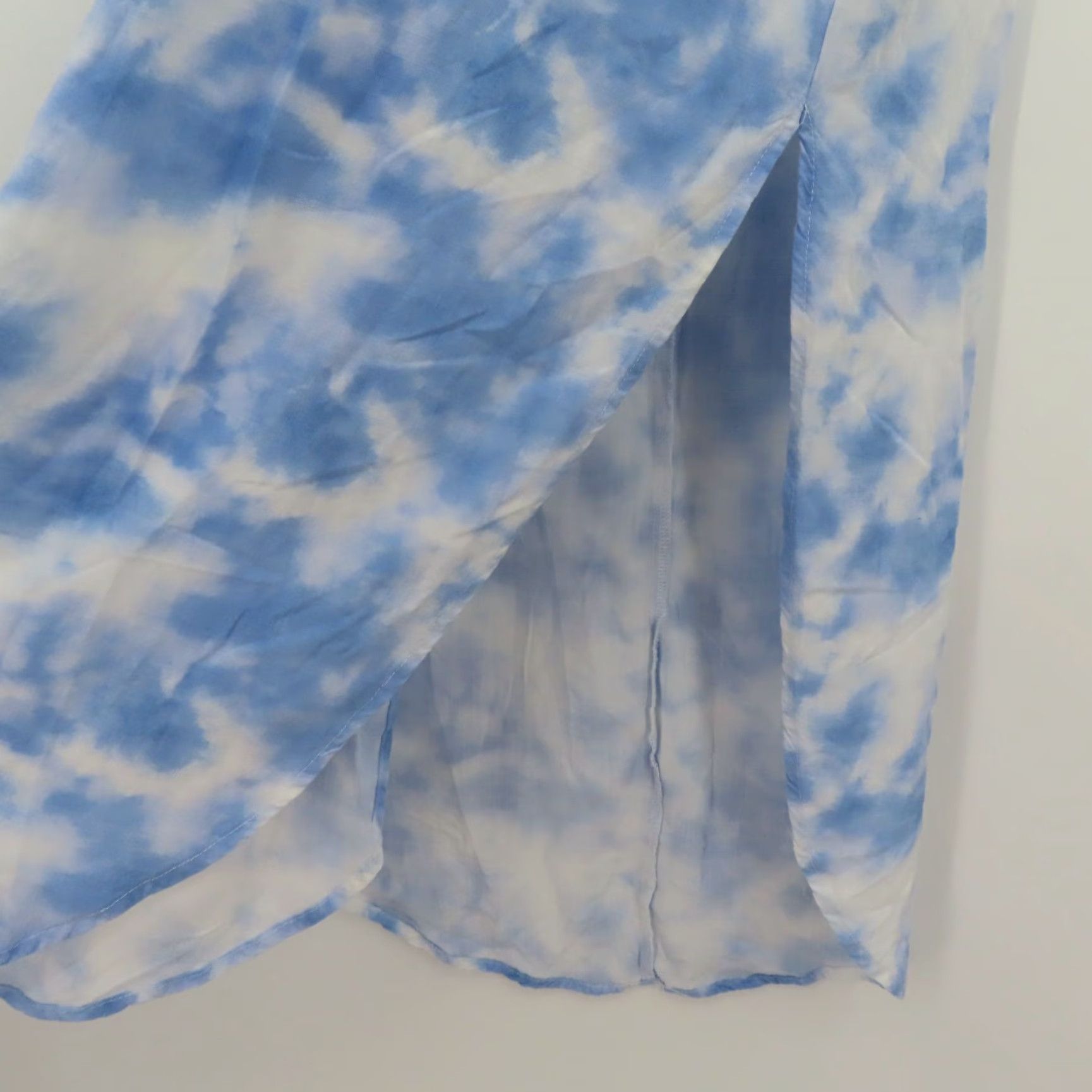 Vintage Shinestar Women Maxi Dress V Neck Tie Dye Blue White Pockets M Size M / US 6-8 / IT 42-44 - 4 Thumbnail