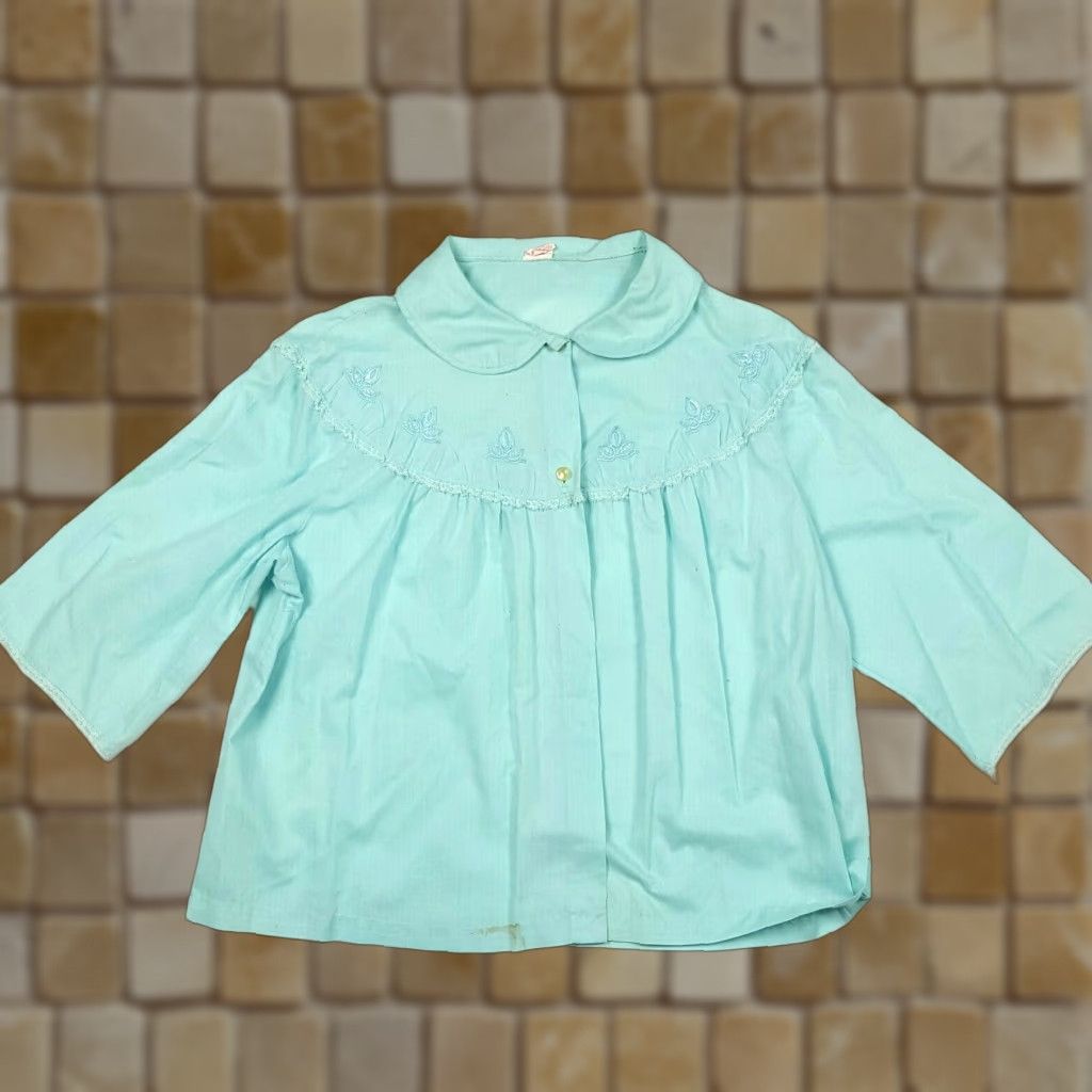 Sears VINTAGE Sears Blue Night Shirt Collared 3/4 Sleeve Women’s Size M 36 Nightwear 60s 70s 80s Womens Size M / US 6-8 / IT 42-44 - 1 Thumbnail