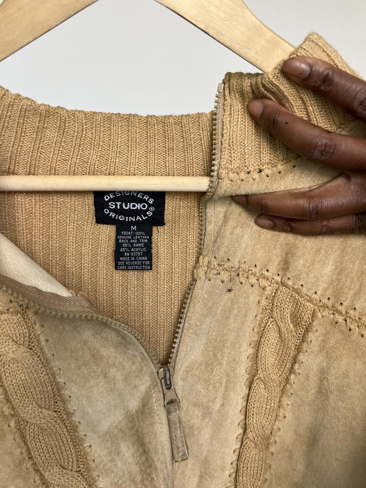 Other IndieSleaze Vintage Tan Leather Suede Knitted Sweater Vest Size M / US 6-8 / IT 42-44 - 7 Thumbnail