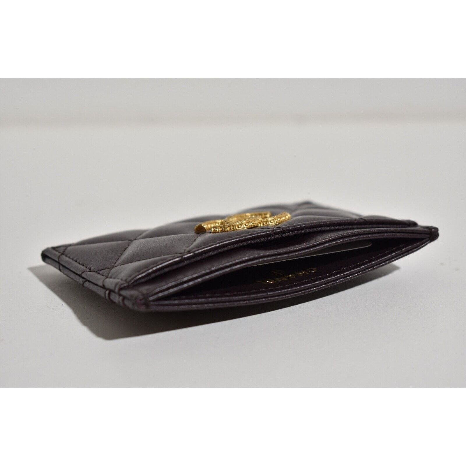 Chanel 23A Purple Gold Classic O Credit Card Holder Wallet