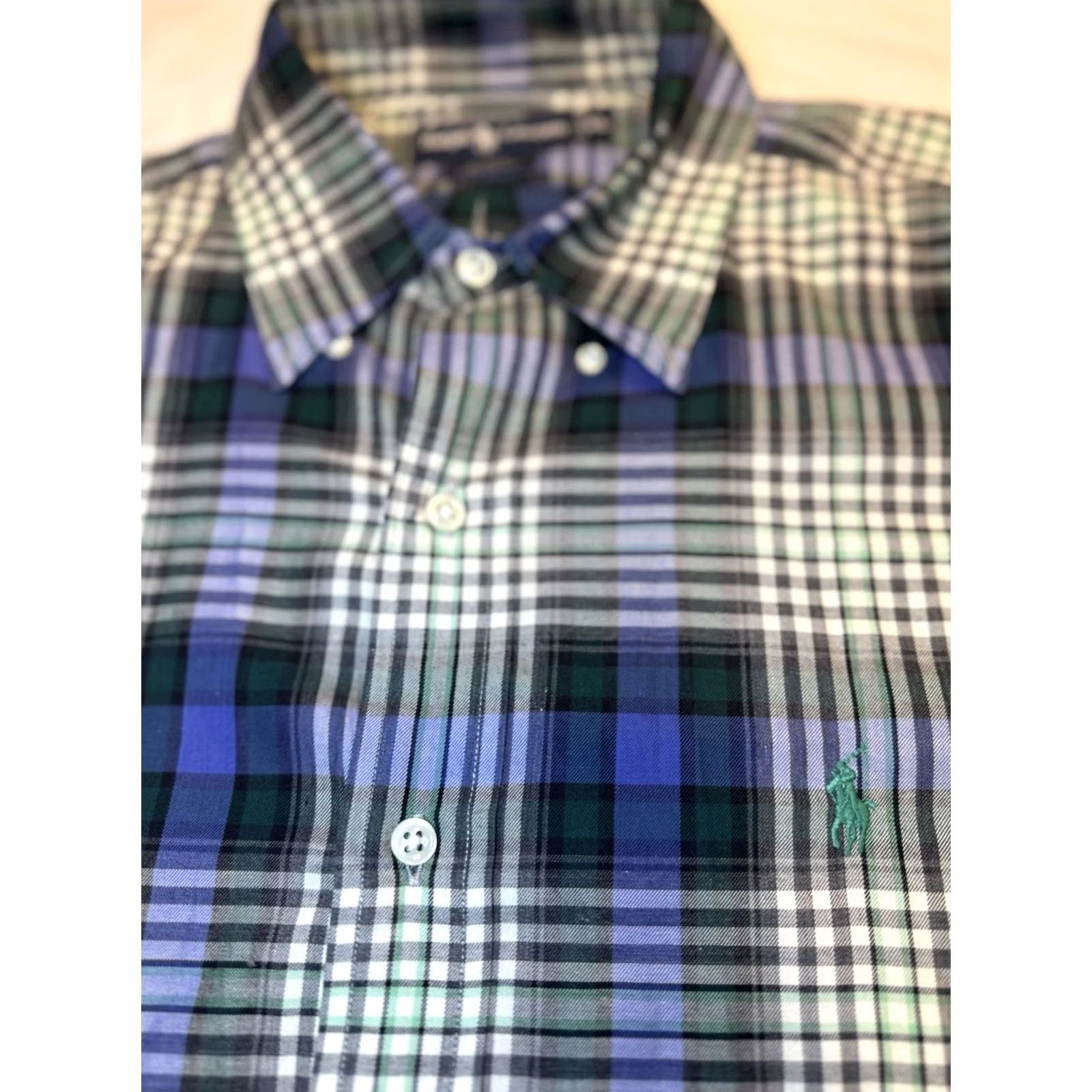 Ralph Lauren Ralph Lauren Blake Shirt Mens Green Pony Houndstooth Plaid Flannel Cotton XL Button-Up Long Sleeve Collared Embroidered Multicolor Size US XL / EU 56 / 4 - 4 Thumbnail