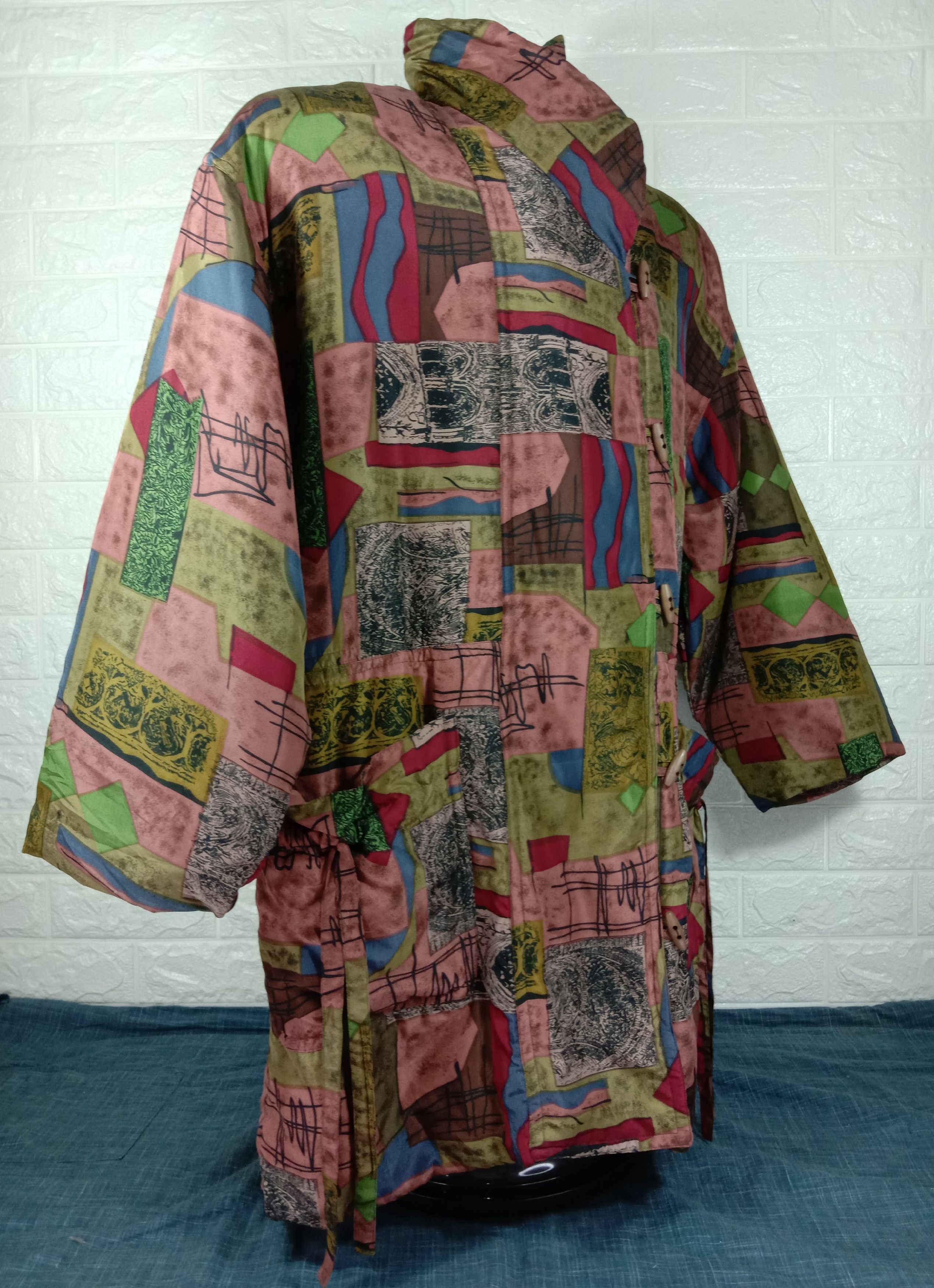 Vintage Vintage Art Design Silk Long Coat Jacket Size US XL / EU 56 / 4 - 2 Thumbnail