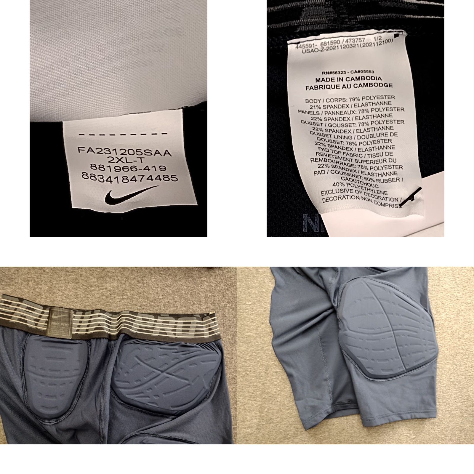 Nike Nike Pro Hyperstrong NBA Compression Shorts 2XL Blue Padded Athletic Mens Basketball Shor ts Size US 39 - 8 Thumbnail