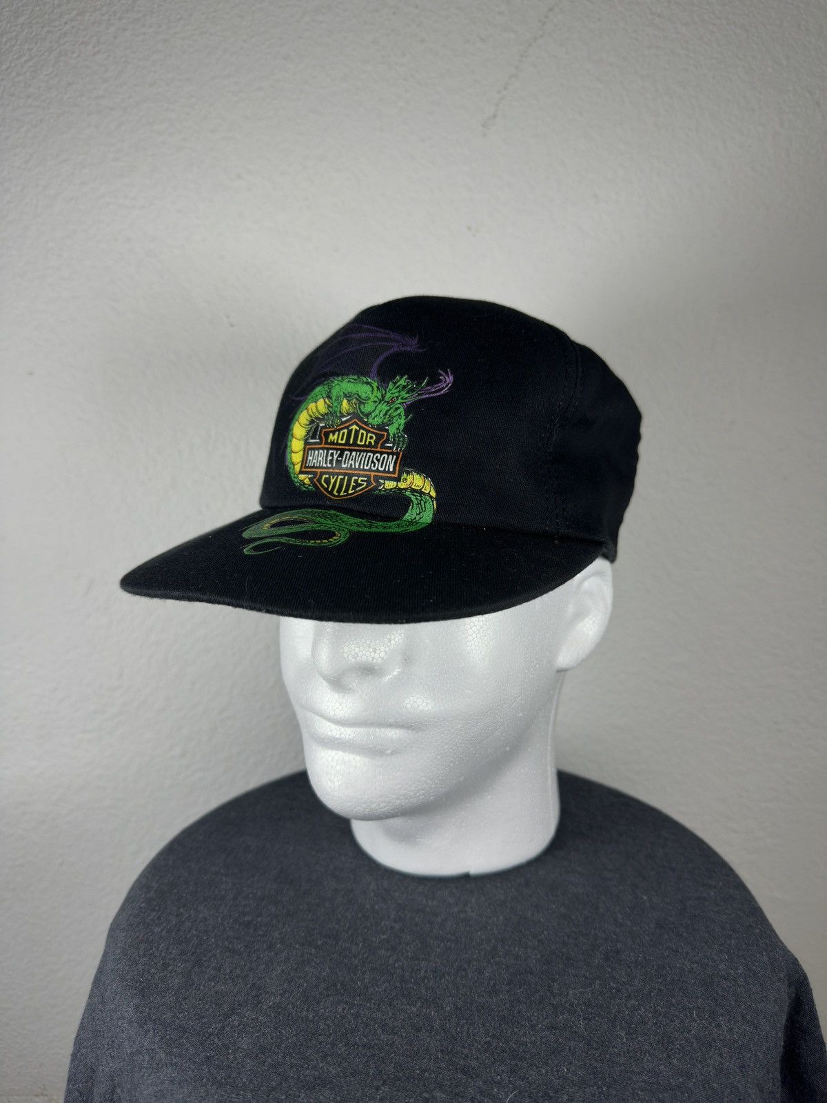 Harley Davidson 90s Harley Davidson dragon snapback cat Size ONE SIZE - 1 Thumbnail