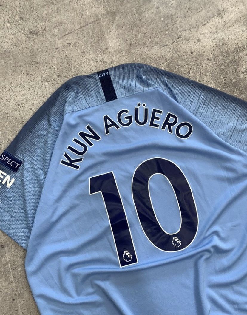 Nike × Vintage Vintage Nike Manchester City Kun Aguero 2018 Blockore Size US XL / EU 56 / 4 - 13 Thumbnail