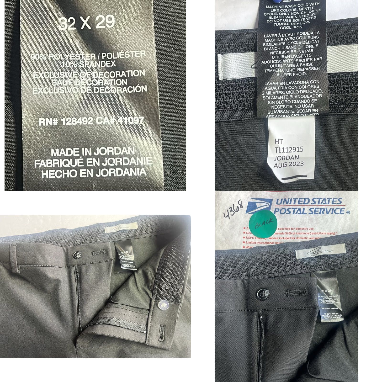 Vintage Greg Norman Men's Pants Classic Fit Black 32x29 Flat Front Stretch Pocket 2 Front Slit 2 Back Button Closure Casual Modern Style Size US 32 / EU 48 - 8 Thumbnail