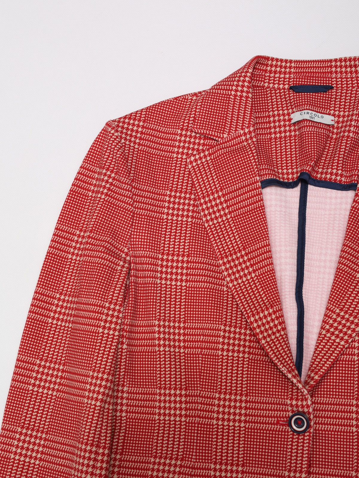 Circolo 1901 Circolo 1901 Red White Houndstooth Blazer Cotton Elastane Size L / US 10 / IT 46 - 5 Thumbnail