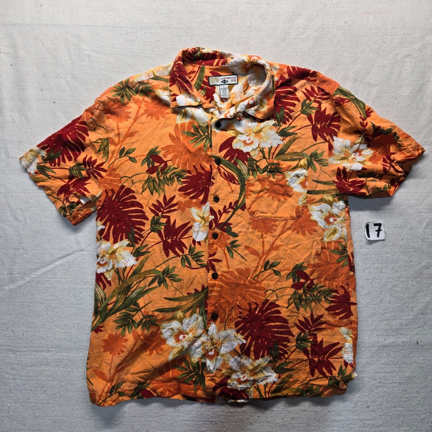 Vintage VINTAGE Caribbean Joe Shirt Floral Hawaiian Short Sleeve 100% Rayon Adult Men L Orange 90s Hawaiian Mens Size US L / EU 52-54 / 3 - 2 Thumbnail