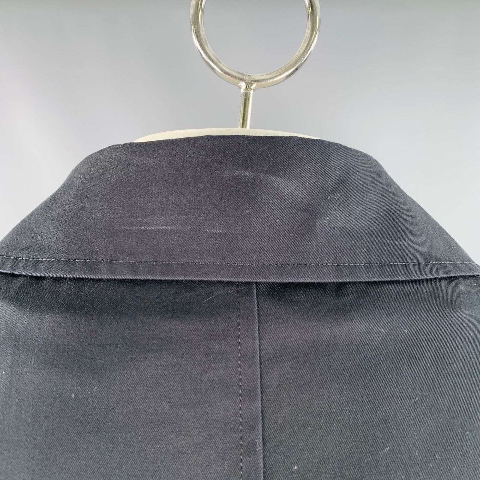 Barneys New York Size 46 Black Cotton Hidden Buttons Trench Coat Size US XL / EU 56 / 4 - 5 Thumbnail