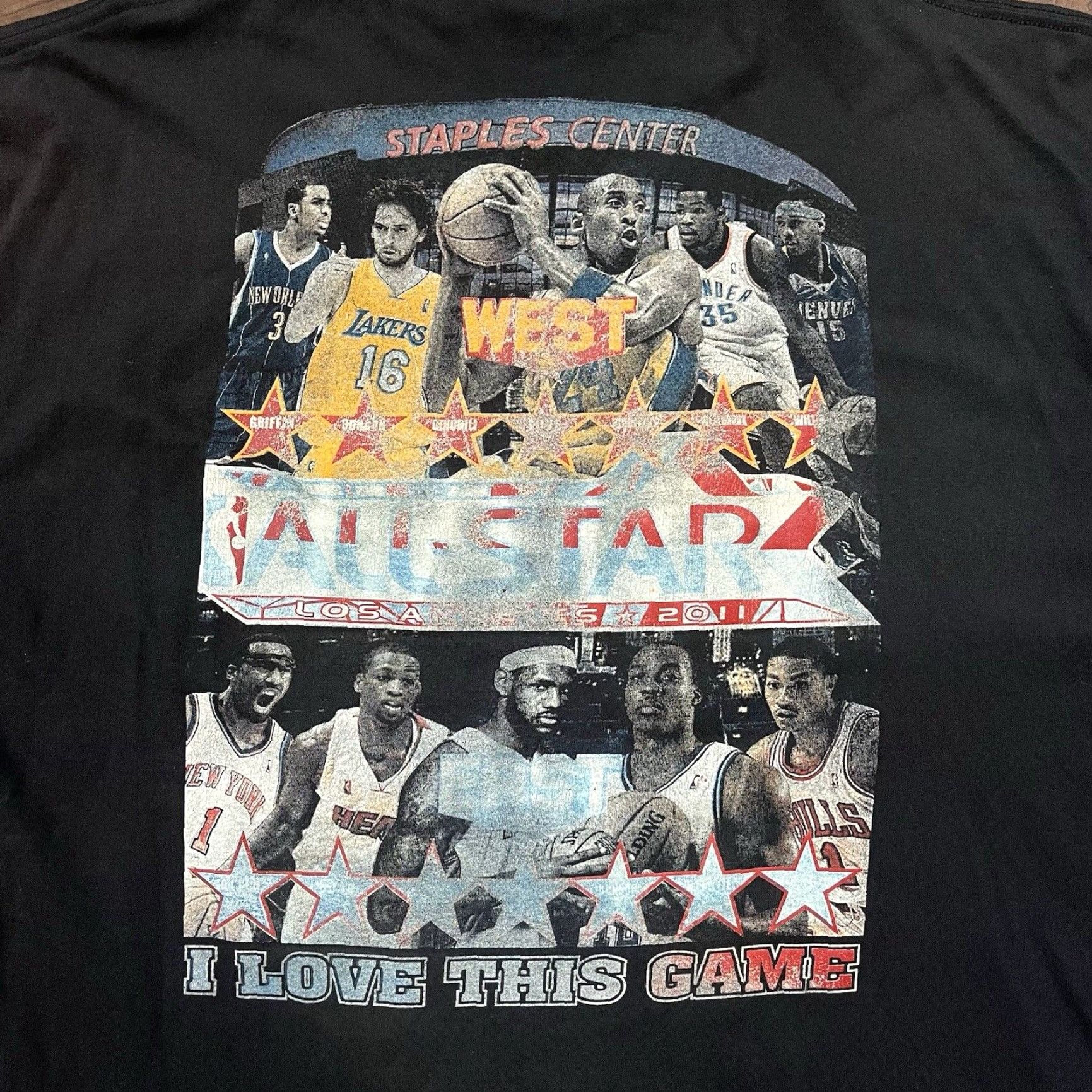 NBA VINTAGE NBA All Stars Kobe Bryant 2011 T-Shirt 2XL Black Men Short Sleeve Lakers Pau Gasol Lebron James Kevin Durant Carmelo Anthony Rap Tee Size US XXL / EU 58 / 5 - 2 Thumbnail