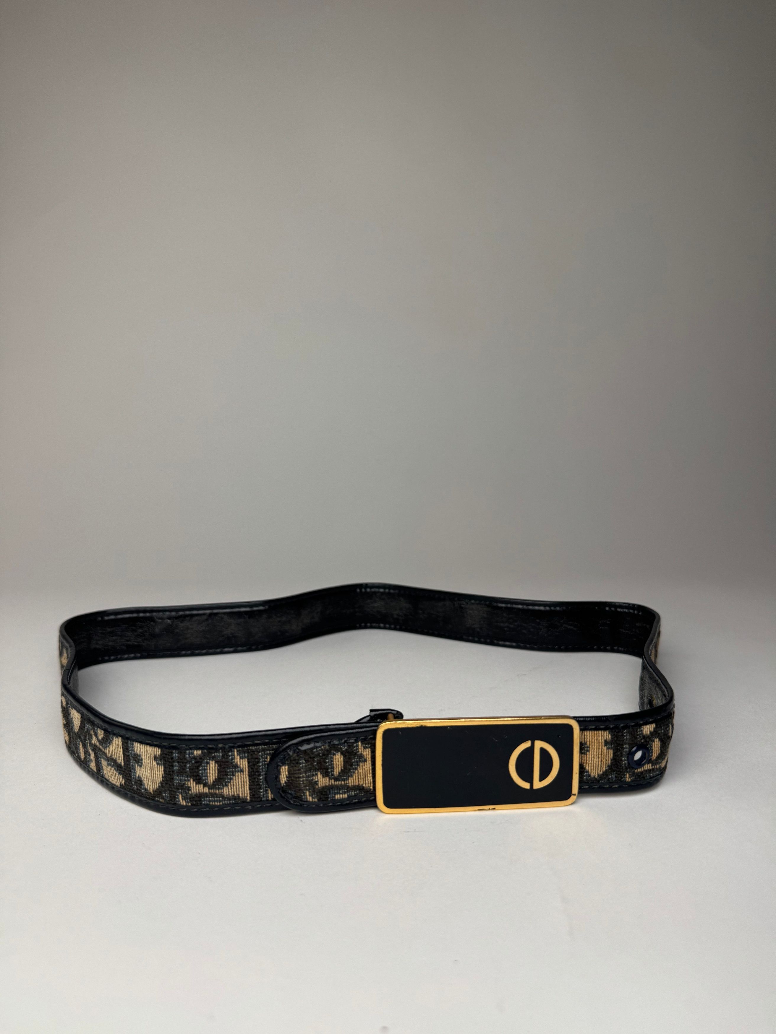 Dior Vintage Oblique Monogram Belt Beige Navy Size ONE SIZE - 1 Thumbnail