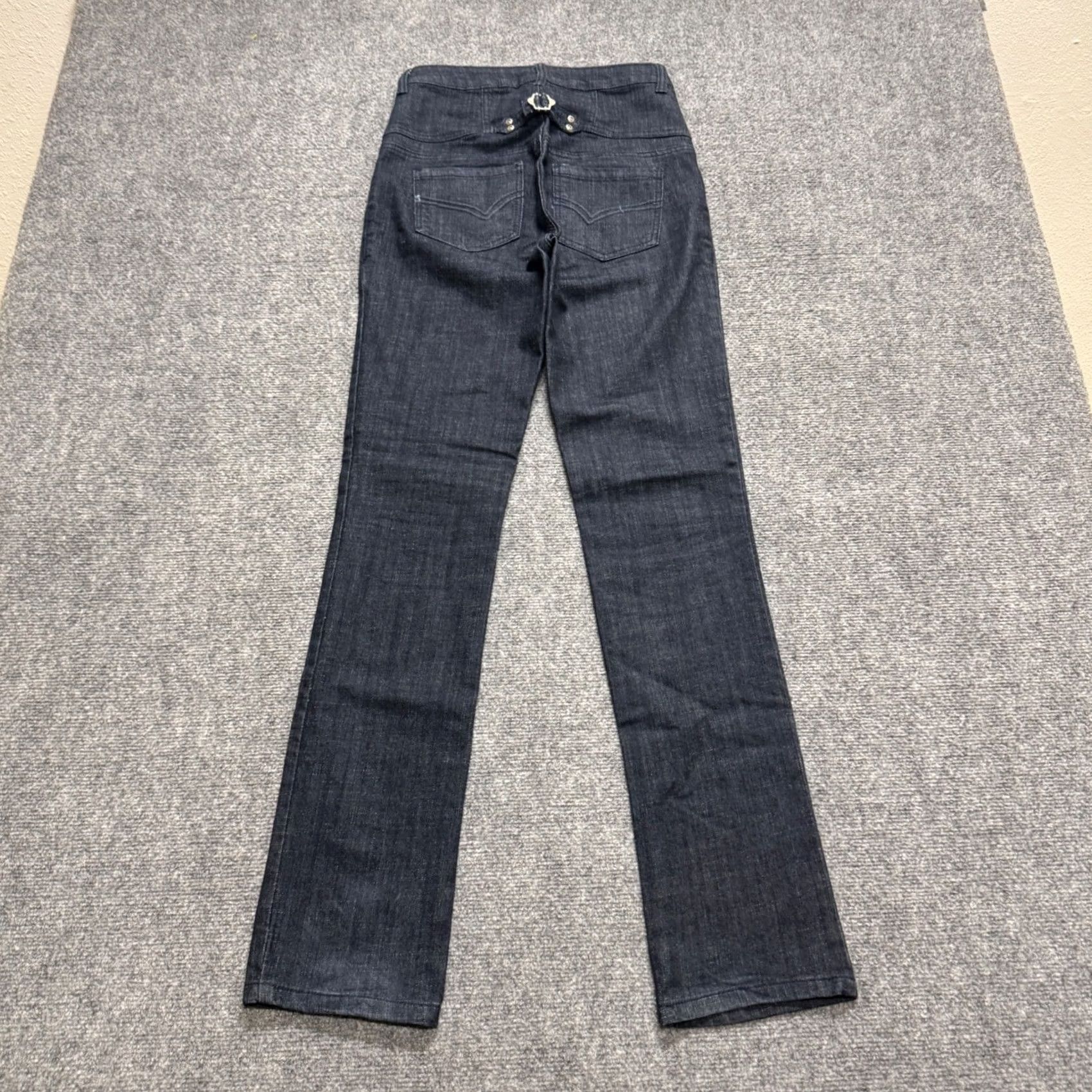 Denime Y2K Denim Jeans Womens 28 High-waisted Dark Wash Multi-button Closure 90s Womens Jeans, Distressed, Unbranded Size 28" / US 6 / IT 42 - 2 Thumbnail