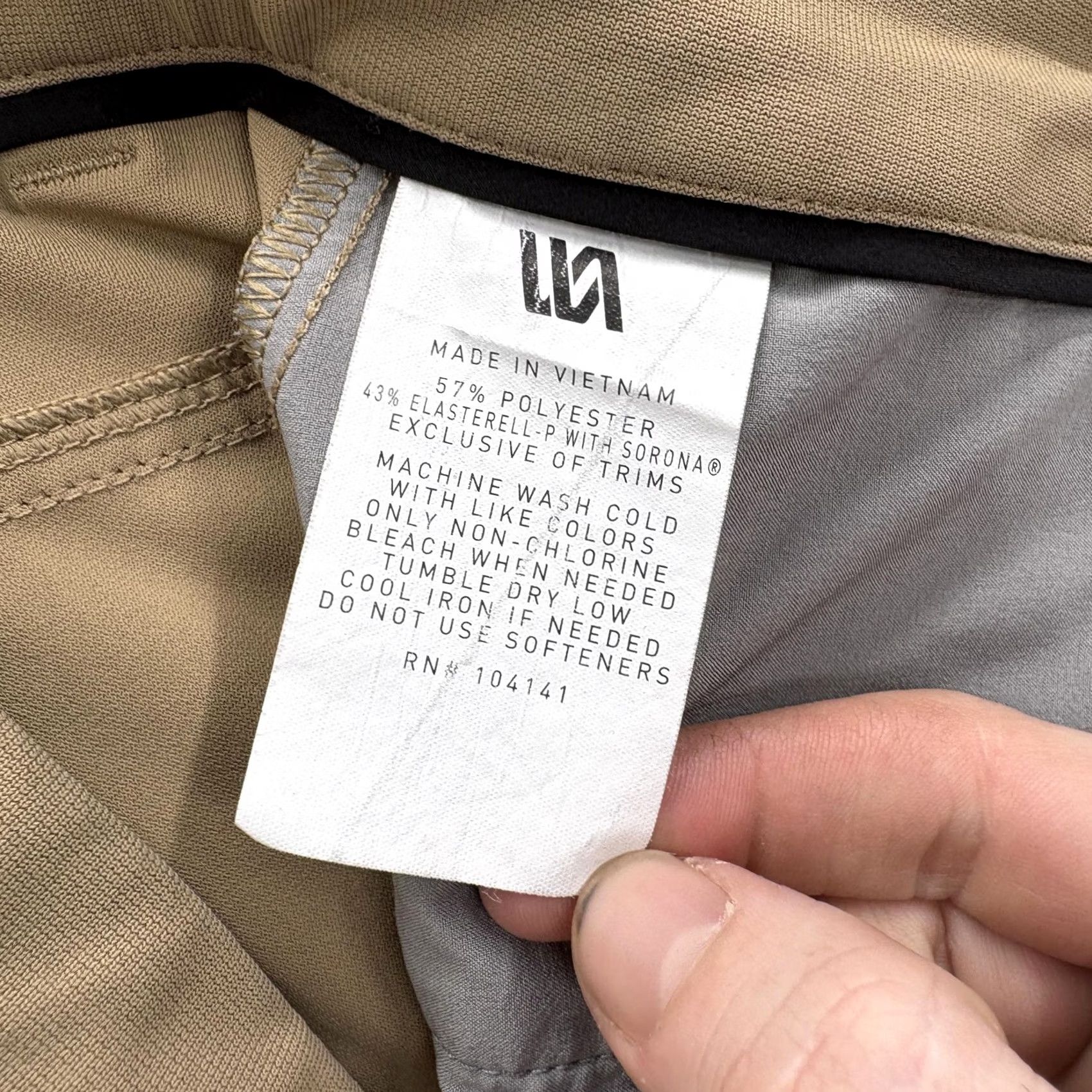 Vintage VRST Athletic 5-Pocket Pants Mens 32x32 Khakis Beige Stretch Straight Front Zipper Logo Pockets Casual Slim Fit Size US 32 / EU 48 - 5 Thumbnail