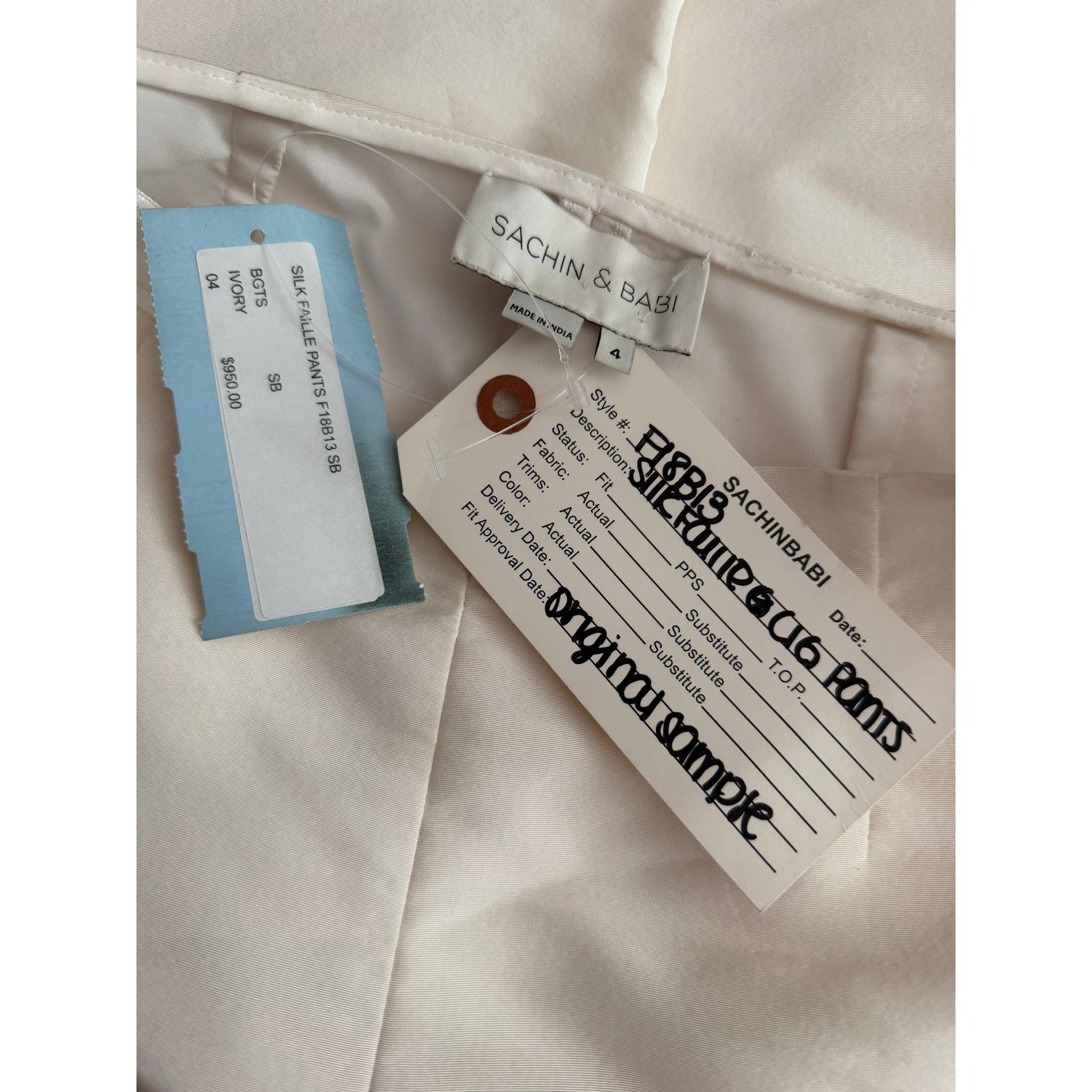Sachin & Babi Sachin + Babi Silk Faille Bustier + Pants Set Ivory M Flaws Size 27" / US 4 / IT 40 - 6 Thumbnail