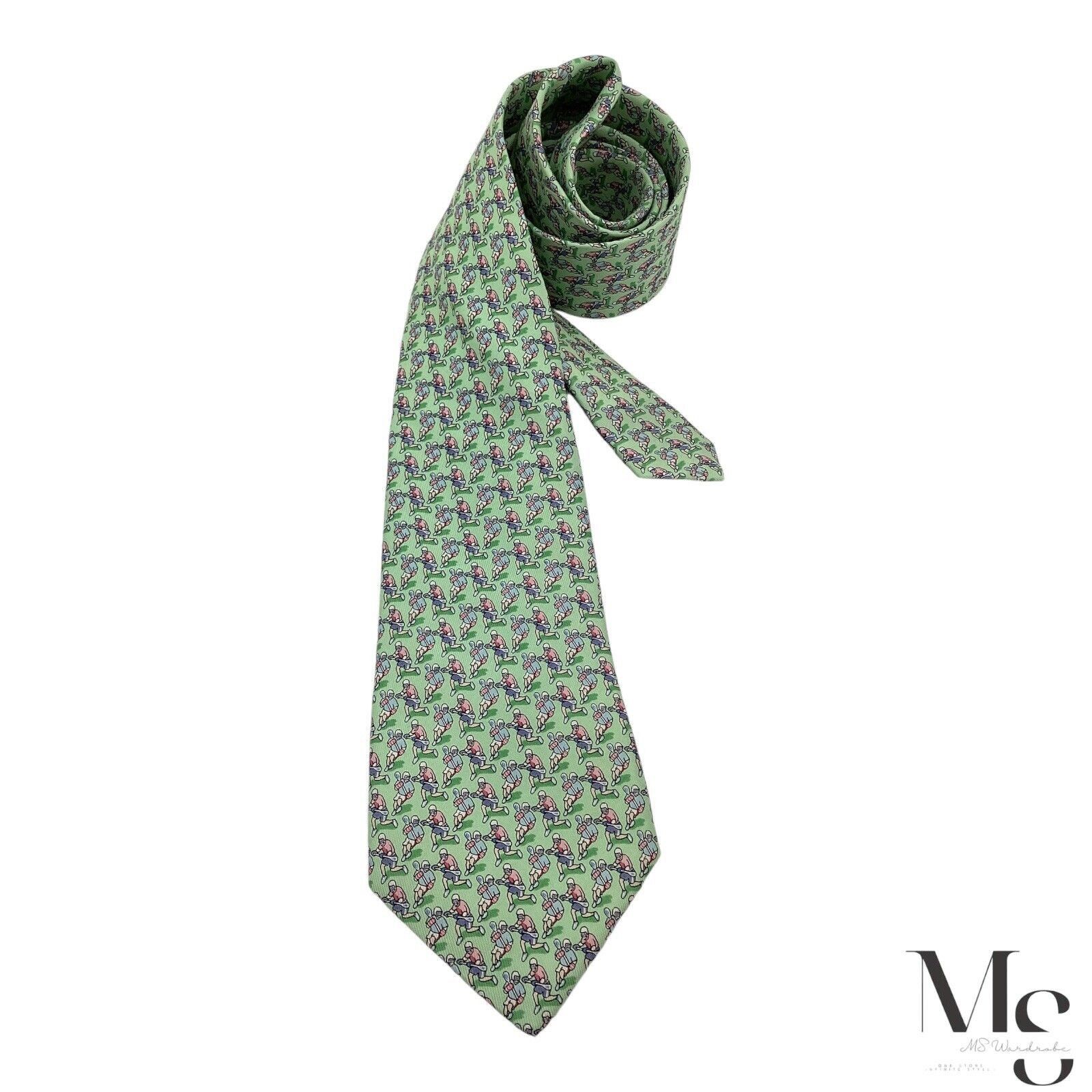 Vineyard Vines $85 VINEYARD VINES Boy Green Lacrosse Player Print Silk Tie Size ONE SIZE - 1 Thumbnail