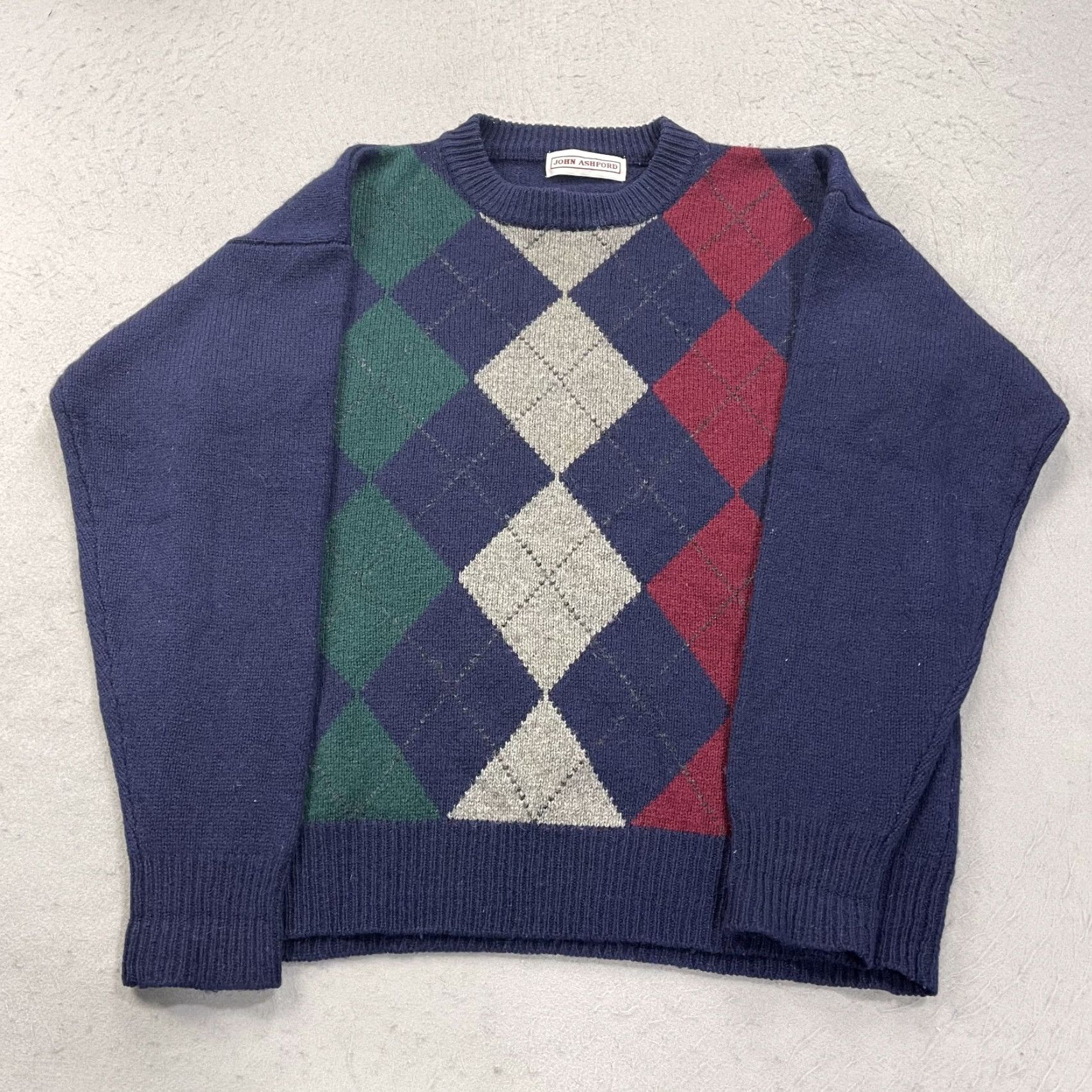 Vintage VINTAGE Grandpa Sweater Mens Large Blue Argyle Pure Shetland Wool Crewneck 80s Size US L / EU 52-54 / 3 - 2 Thumbnail