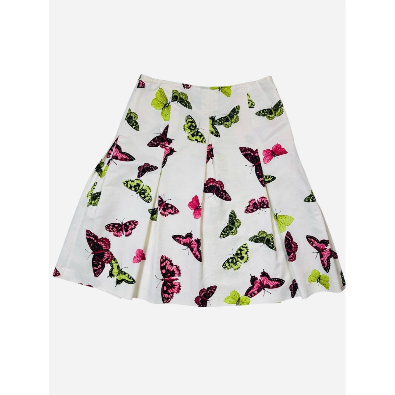 Talbots Talbots Butterfly Print A-Line Pleated Silk Cotton Blend Sk Size 30" / US 8 / IT 44 - 2 Thumbnail