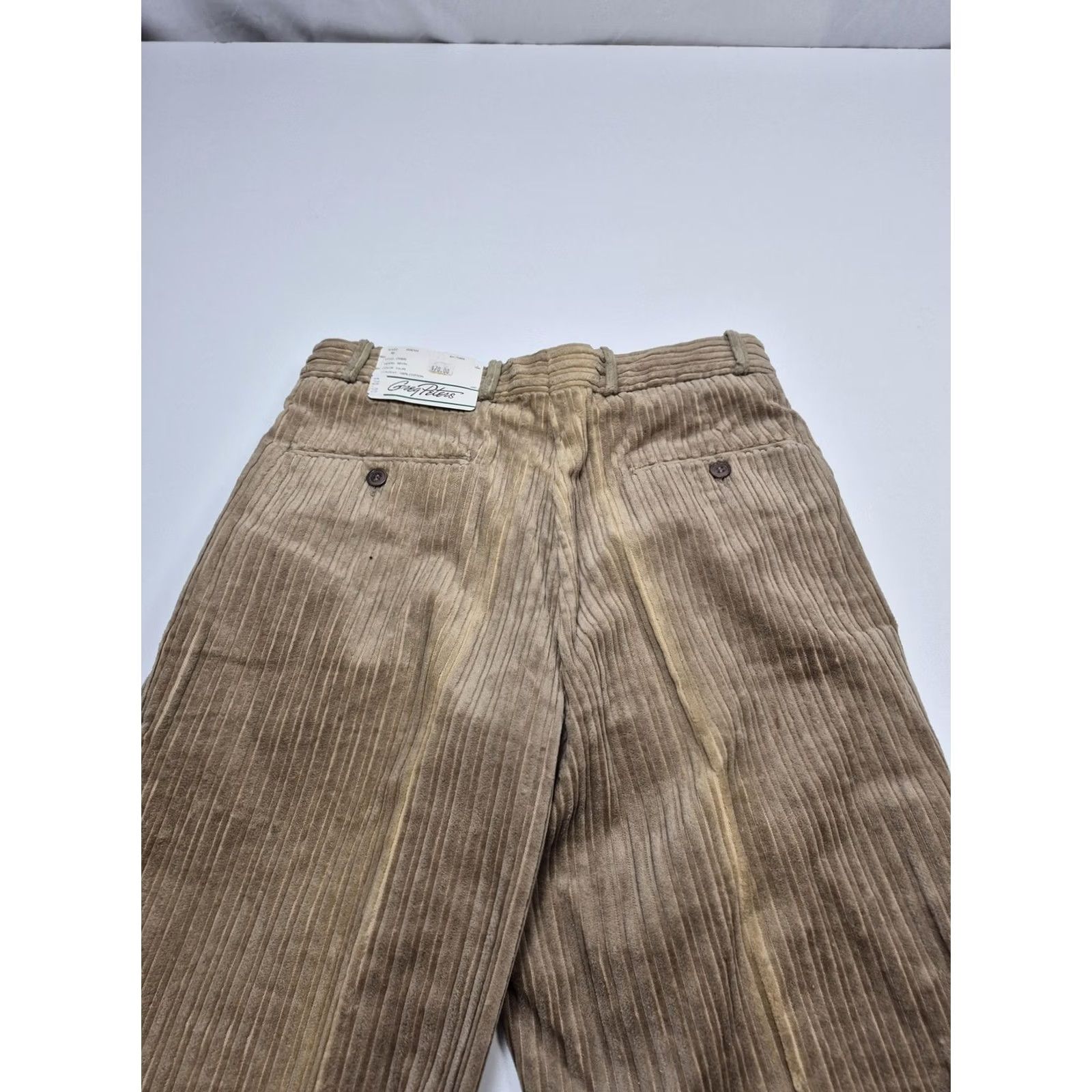 Vintage Greg Peters Dress Pants Mens 30x36 Beige Corduroy Pleated Relaxed Straight Pockets Vintage: No Size US 30 / EU 46 - 6 Thumbnail