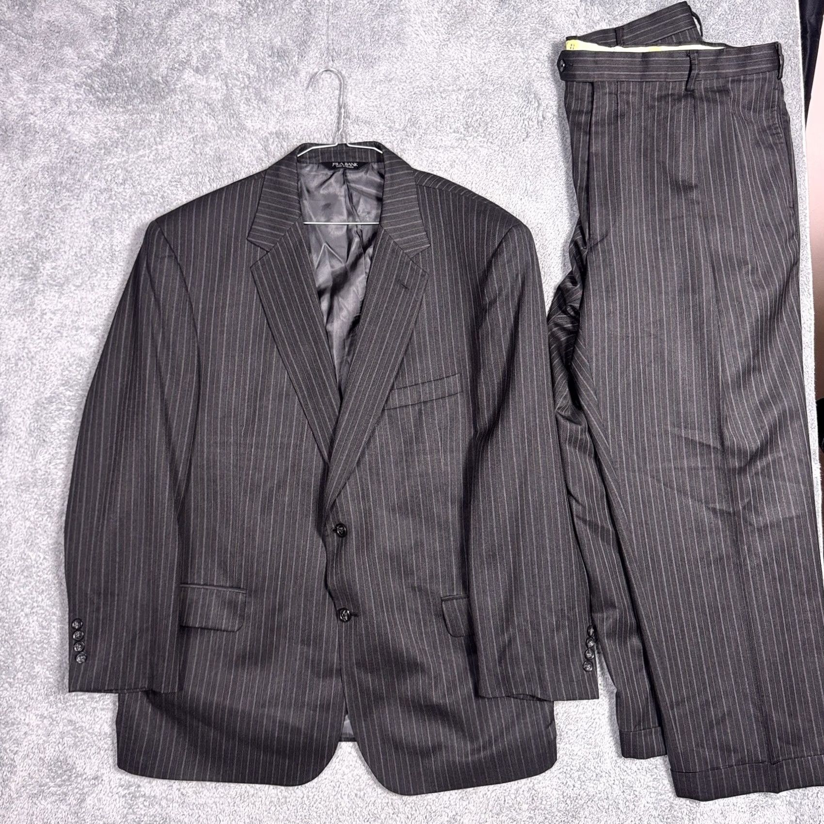 Jos. A. Bank Jos A Bank Suit Mens 46R 38x28 Signature Gordon Office Wool Pinstripe Cuffed Set Size 46R - 2 Thumbnail