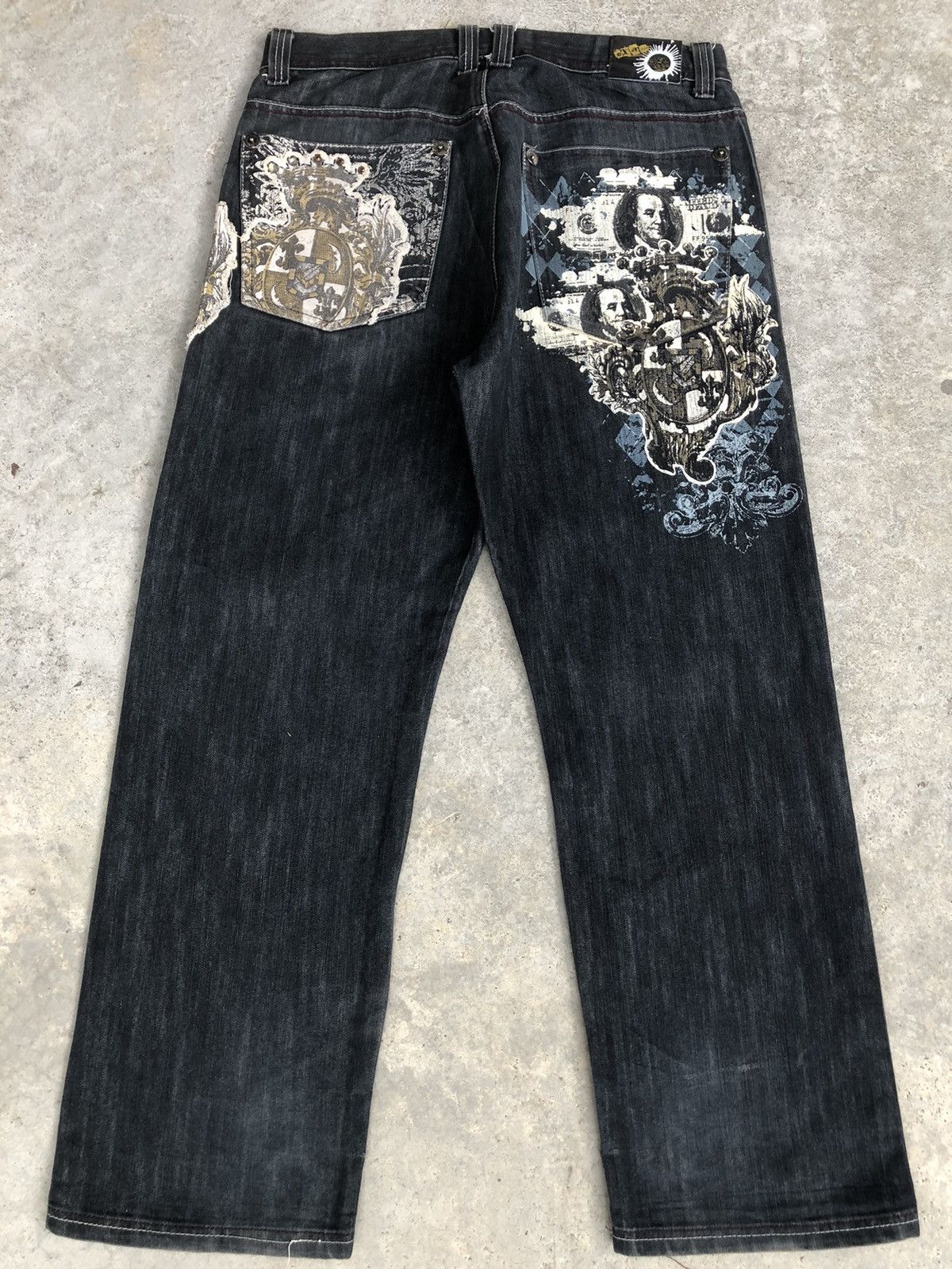 Japanese Brand Japanese Exa Embroidered Jeans baggy hip hop Size US 35 - 1 Thumbnail