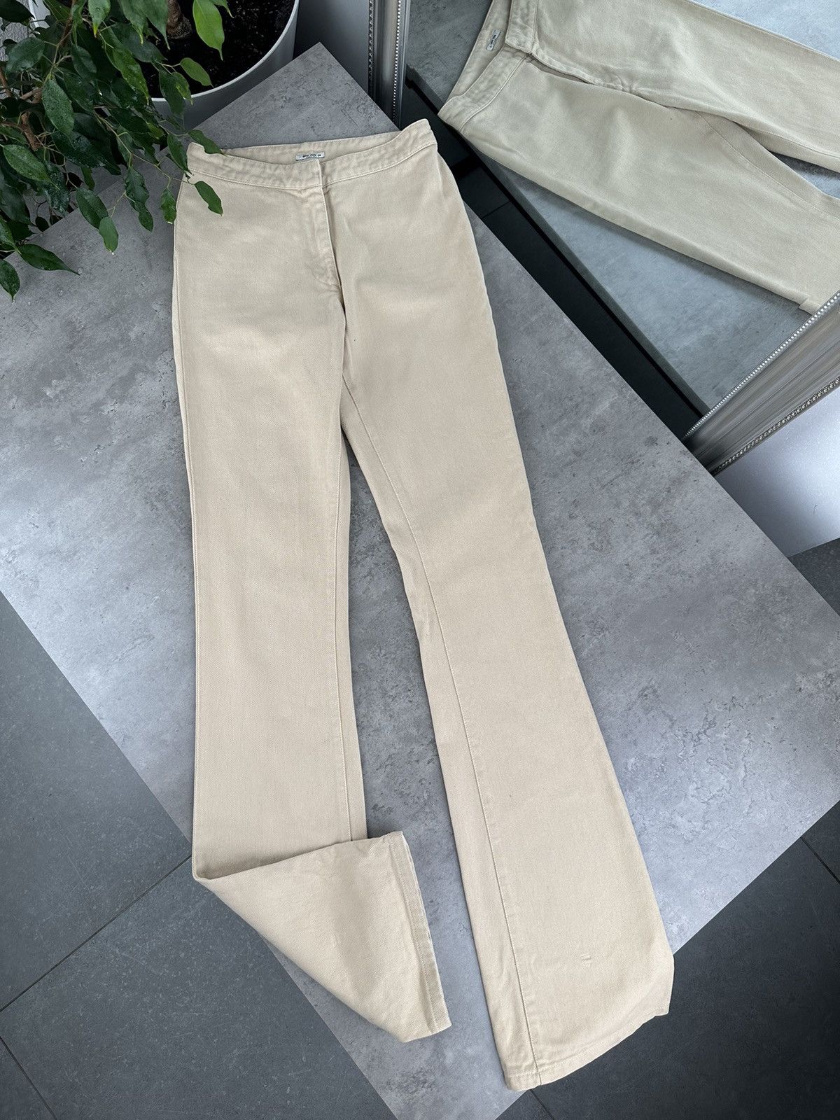 image of Miu Miu Vintage Flared Pants in Beige, Women's (Size 24)