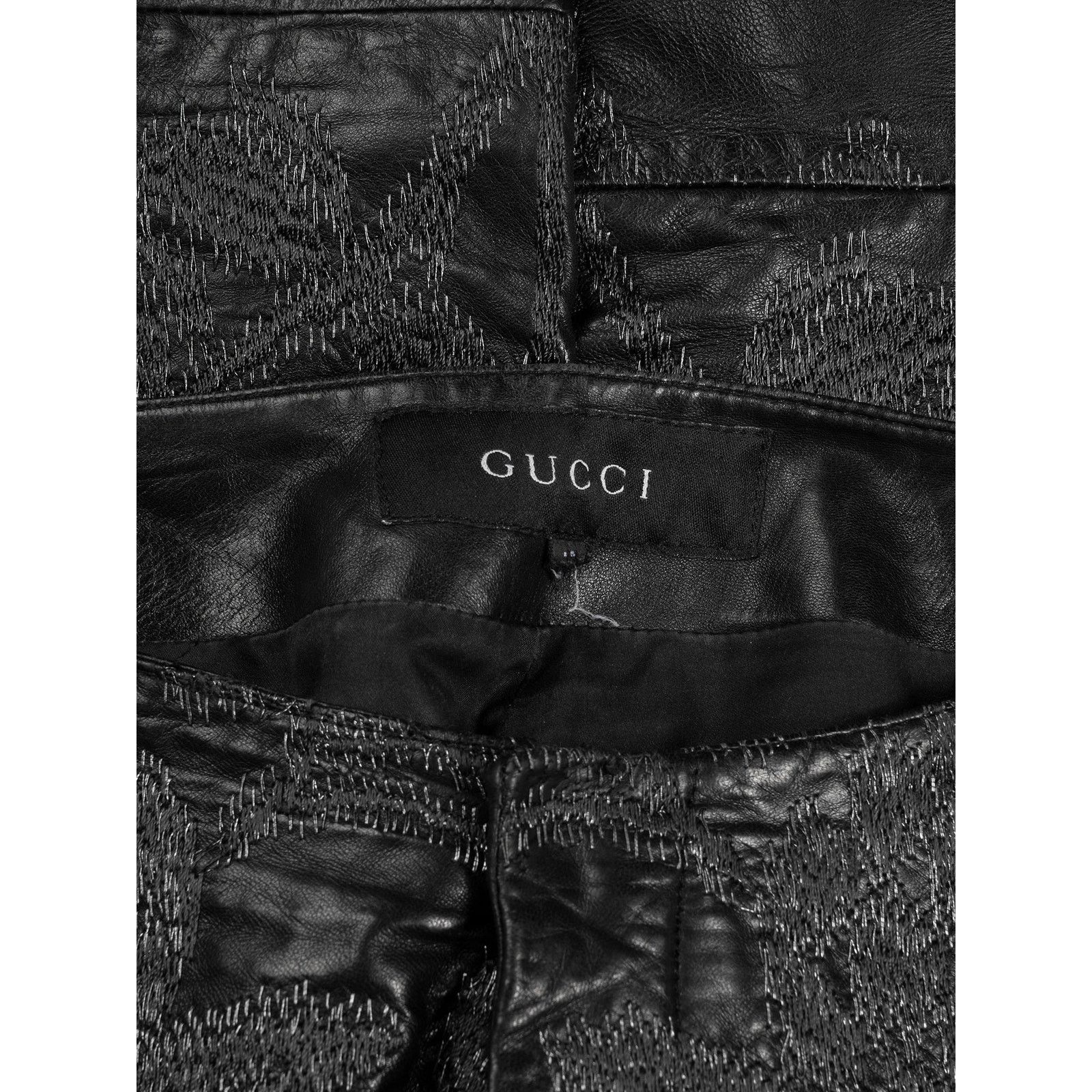 Gucci SS00 Tom Ford Embroidered Leather Pants Size US 31 - 5 Thumbnail