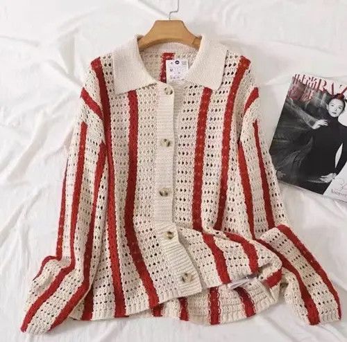 Knit Striped Jacquard Cardigan