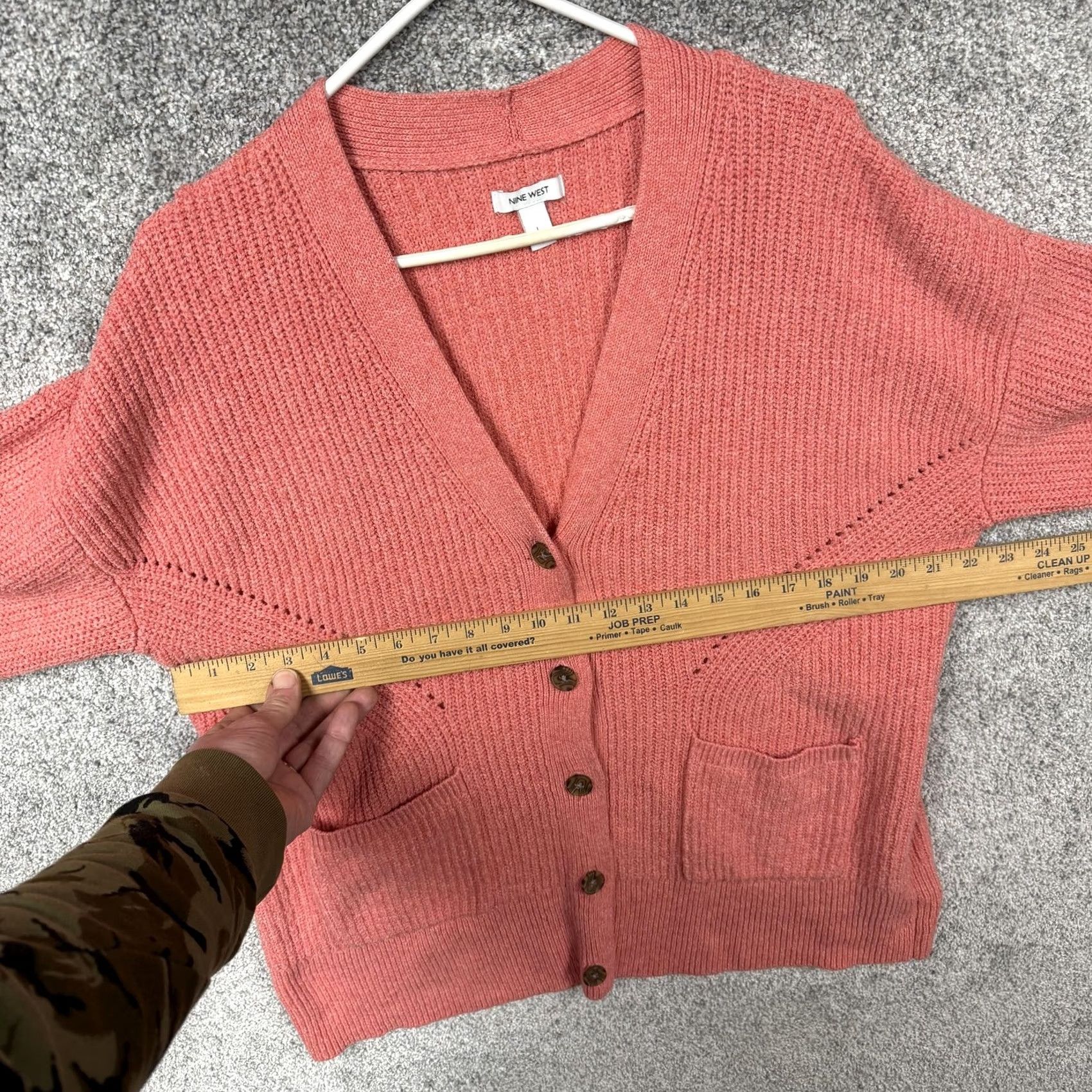 Nine West Nine West Cardigan Shirt Womens Large Pink Button Front V-Neck Balloon Sleeve Preppy Cozy Casual Size L / US 10 / IT 46 - 4 Thumbnail