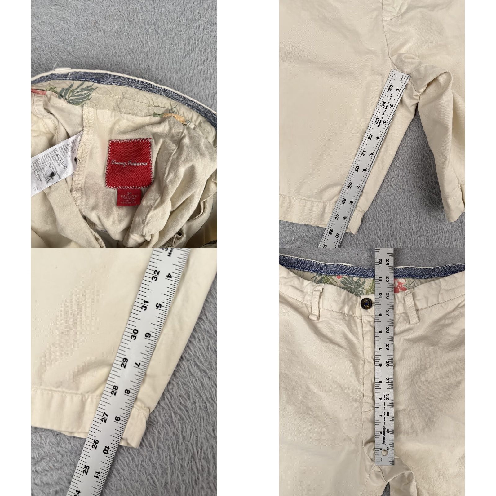 Tommy Bahama Tommy Bahama Shorts Mens 34 Chino Flat Front Zip Fly Beige Khaki Casual Beach Linen Cotton Blend Pockets Size US 34 / EU 50 - 8 Thumbnail