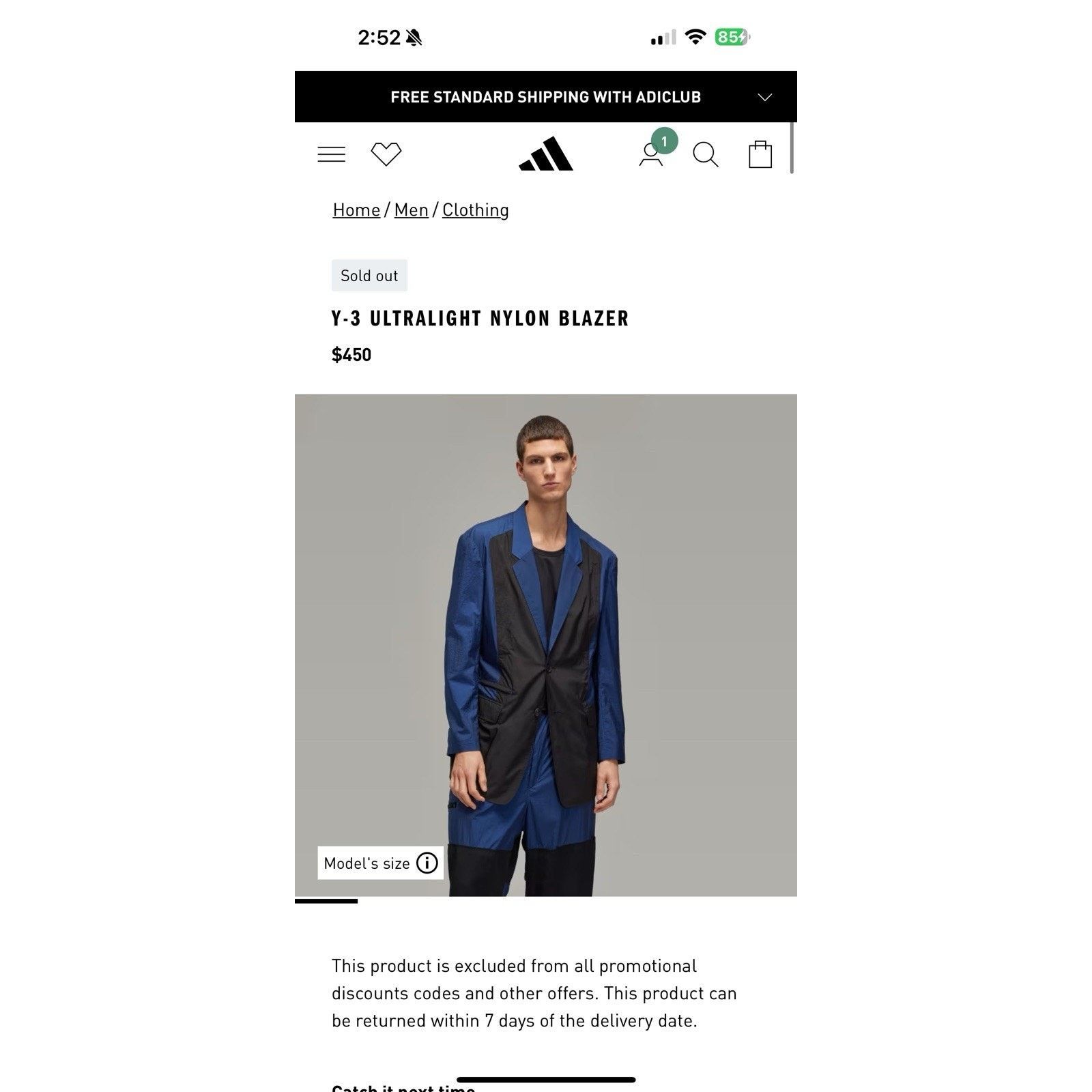 Adidas × Y-3 × Yohji Yamamoto Y-3 Yohji Yamamoto Adidas Ultralight Nylon Blazer Black Blue Size US L / EU 52-54 / 3 - 8 Thumbnail