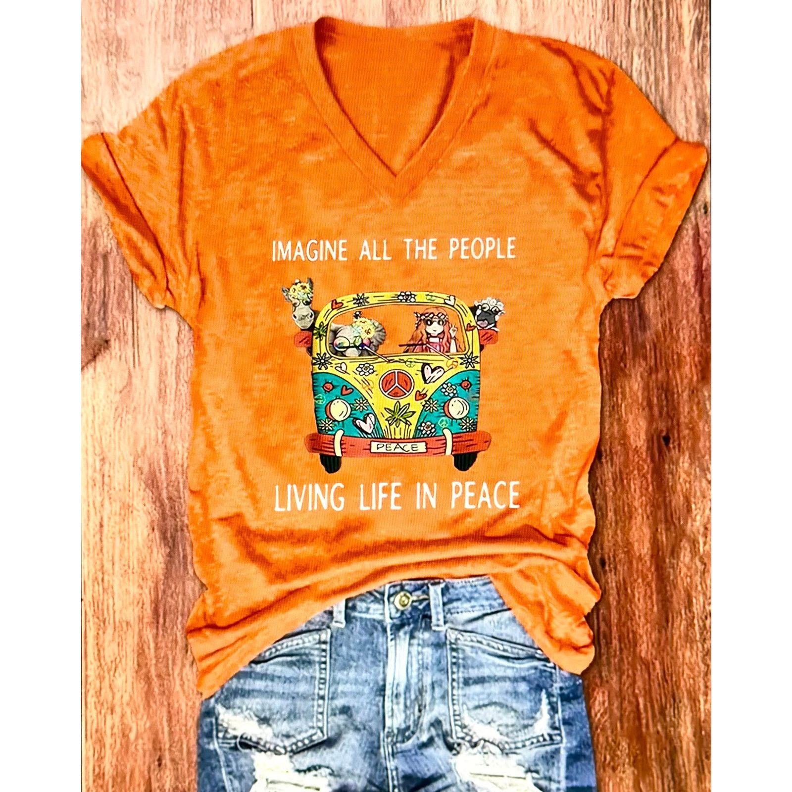 Other Vibrant Imagine All The People Living Life in Peace Orange 4 Size S / US 4 / IT 40 - 2 Thumbnail