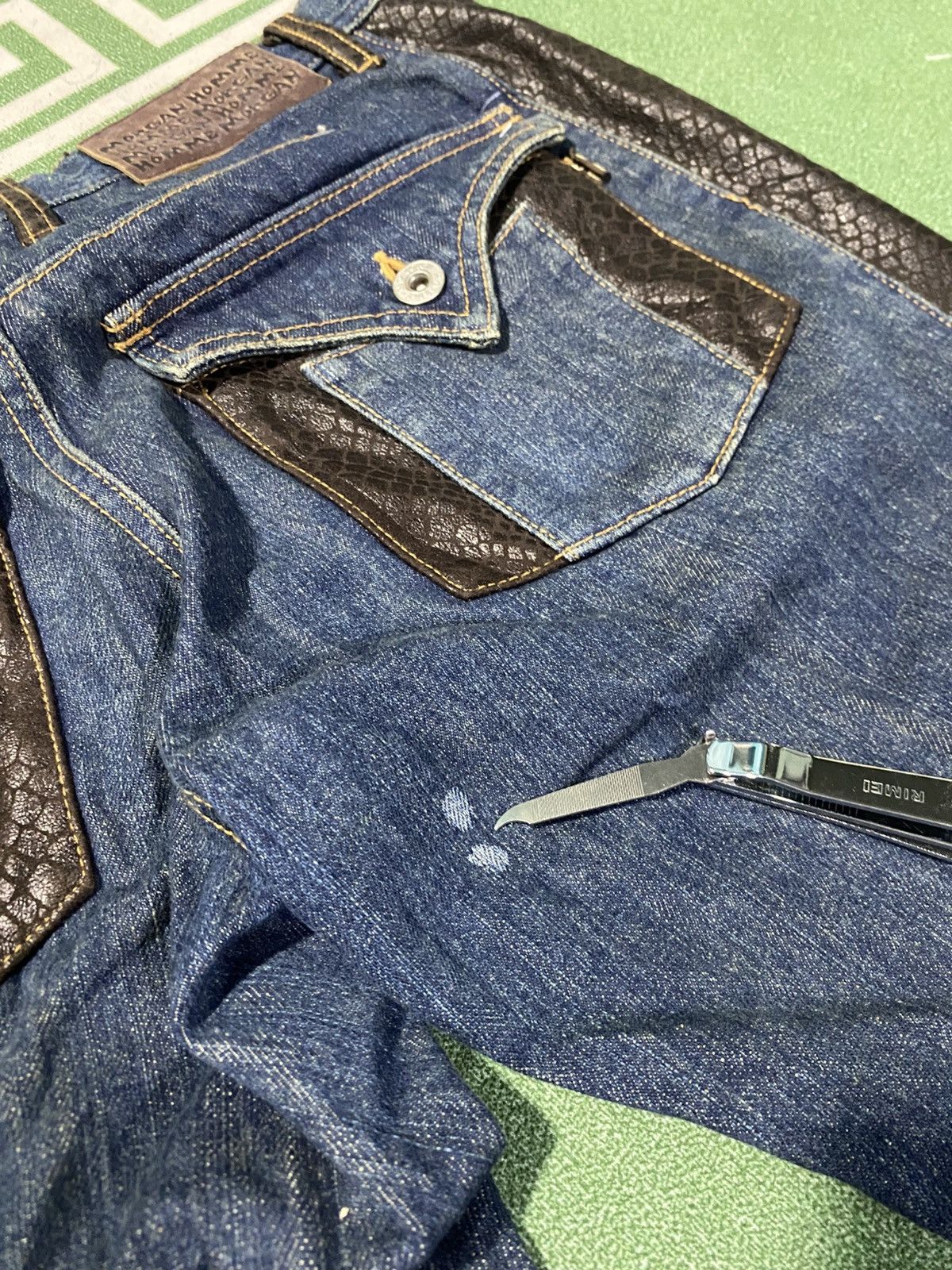 Morgan Homme Morgan Homme Denim Jeans snake Leather Biker Flare Bootcut Size US 32 / EU 48 - 17 Thumbnail