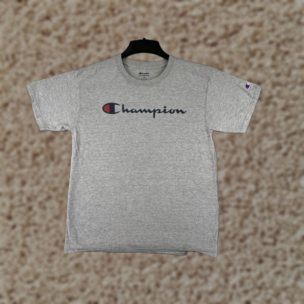 Champion Champion Shirt Men Medium Gray Short Sleeve Crew Neck Cotton Blend Logo Sports Mens Size US M / EU 48-50 / 2 - 1 Thumbnail