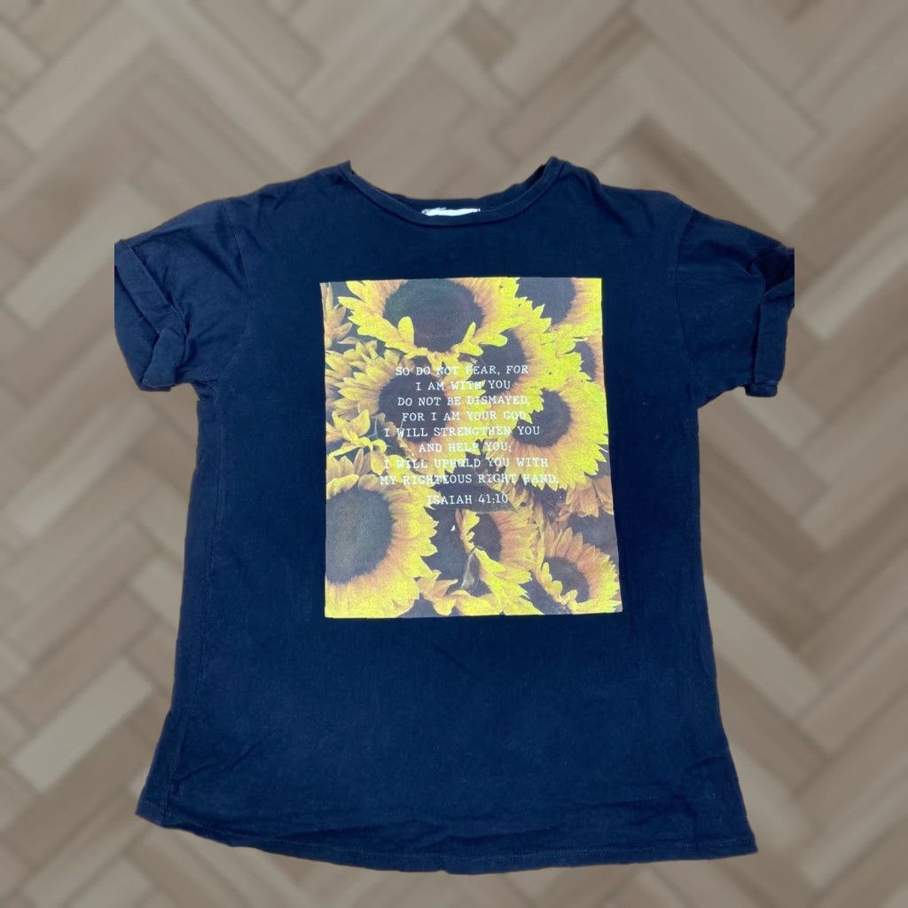 Sunflower VINTAGE French Pastry SUNFLOWER Bible Verse Black Shirt Womens XS Moon Size XS / US 0-2 / IT 36-38 - 1 Thumbnail