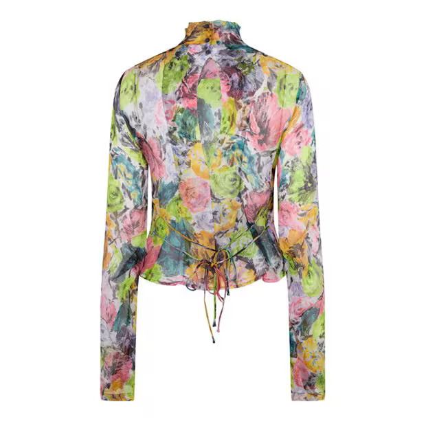 Dries Van Noten o1g2r1mq1024 Floral Chaman Blouse in Multicolor Size S / US 4 / IT 40 - 2 Thumbnail