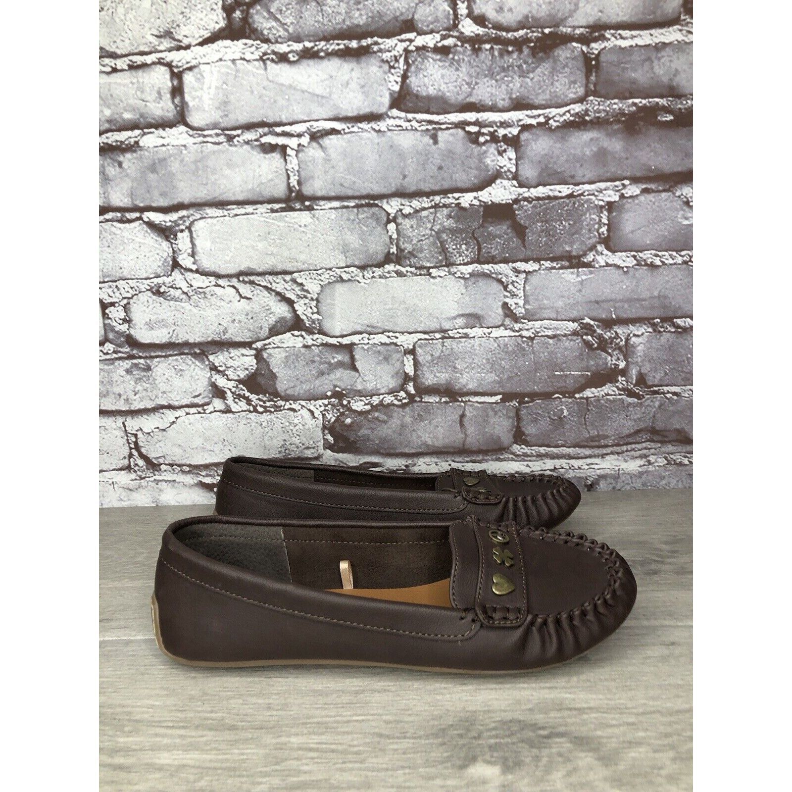 Lucky Brand Lucky Brand LP-Astuddi Brown Leather Peace Heart Clover Loaf Size US 8 / IT 38 - 17 Thumbnail