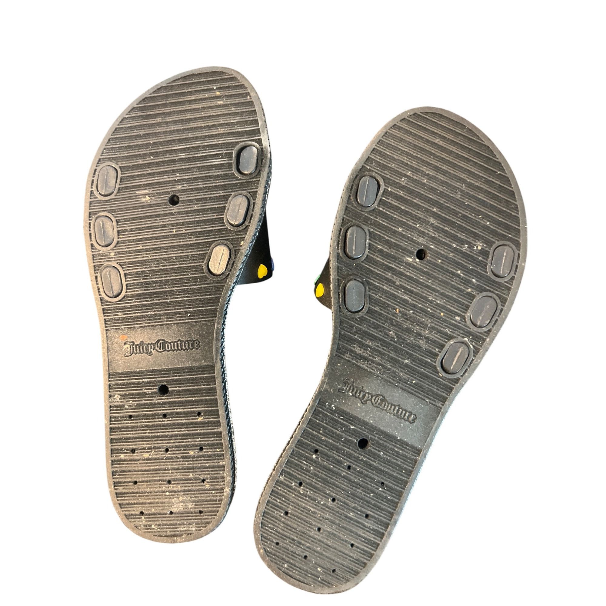 Juicy Couture Juicy Couture Black Slides Rainbow Heart Logo Silver Glitter Size US 7.5 / IT 37.5 - 8 Thumbnail