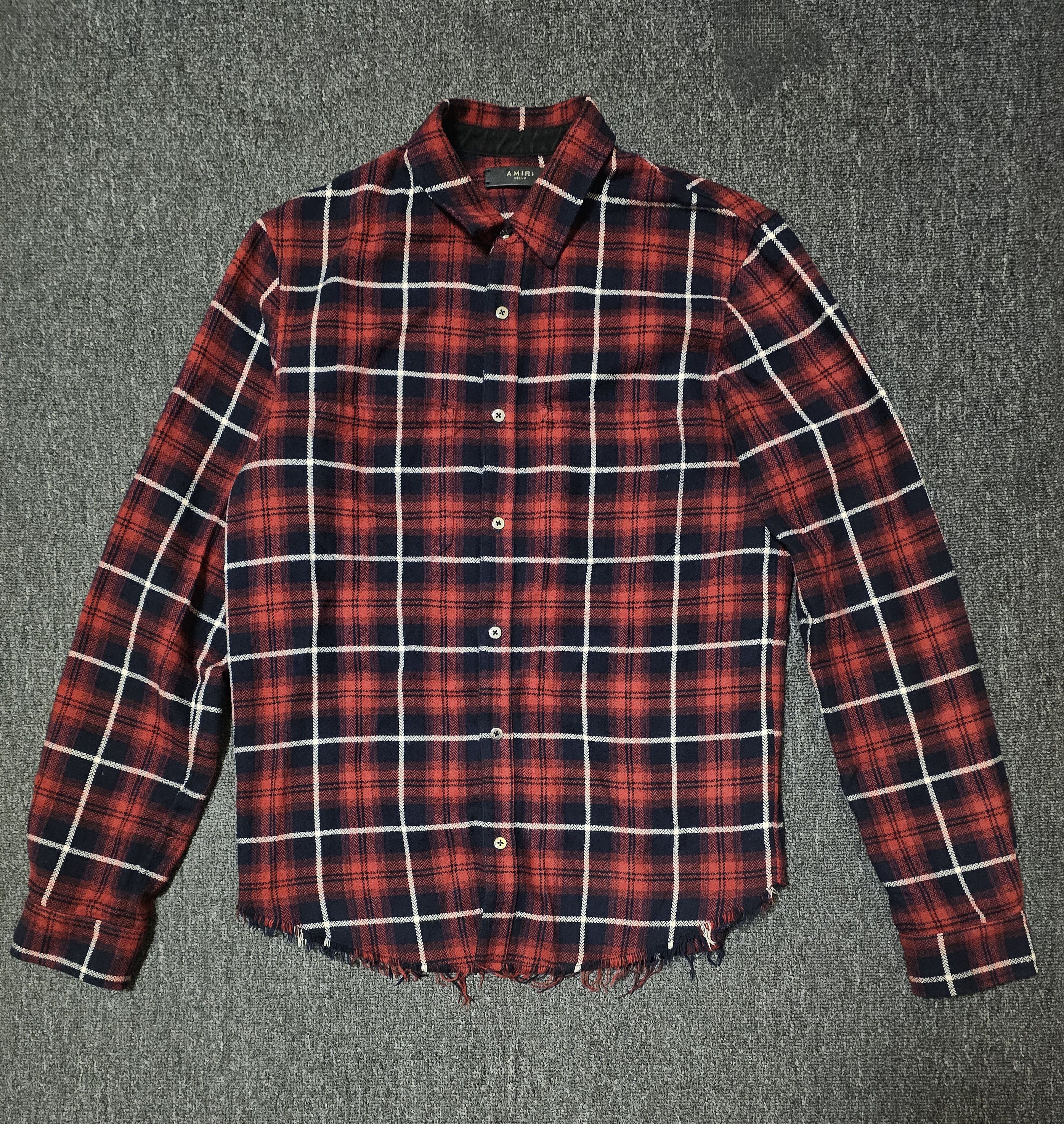 AMIRI Men's Red Plaid Shirt Size M