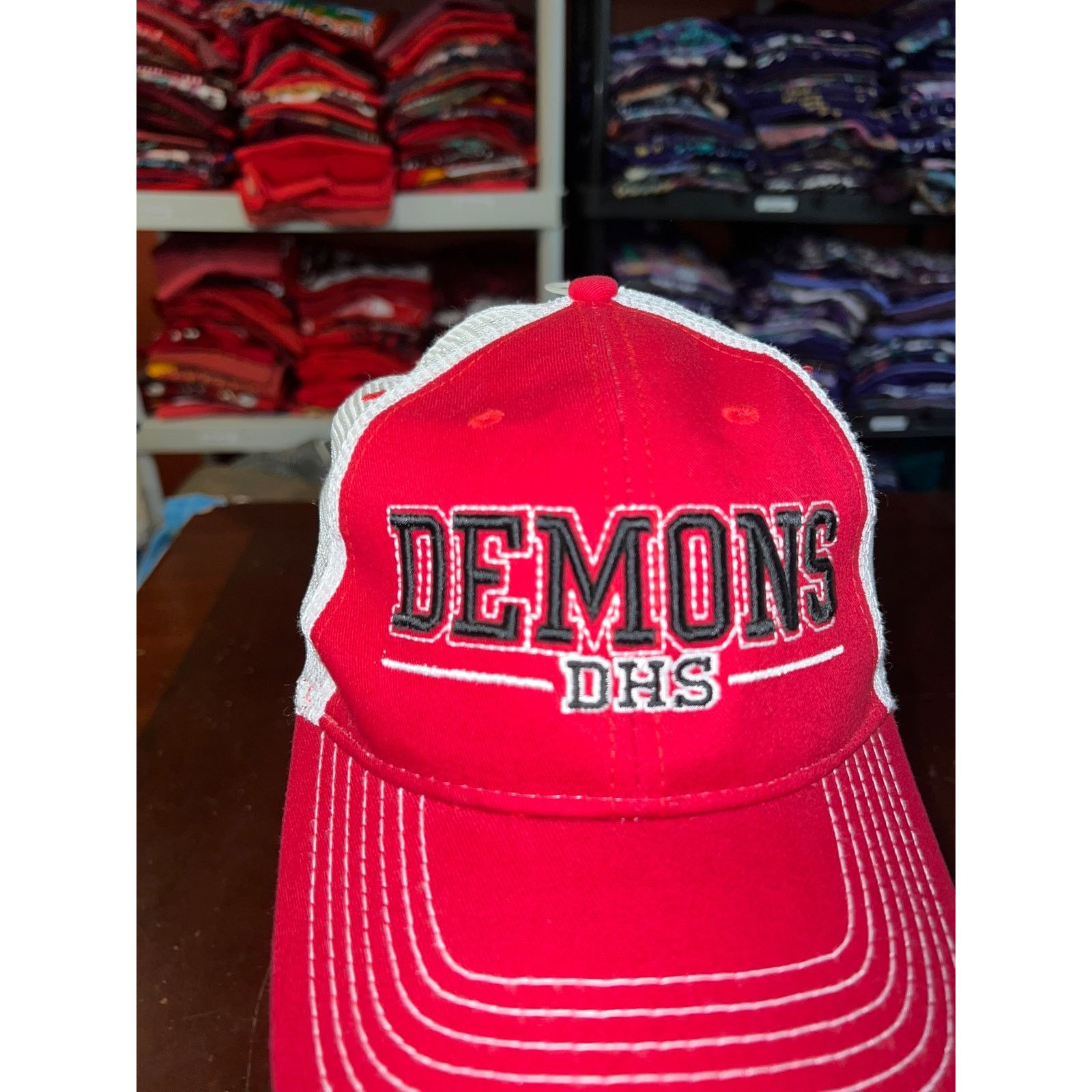 Vintage Vintage Demons Hat DHS Red White Cap Headwear NWT Size ONE SIZE - 2 Thumbnail